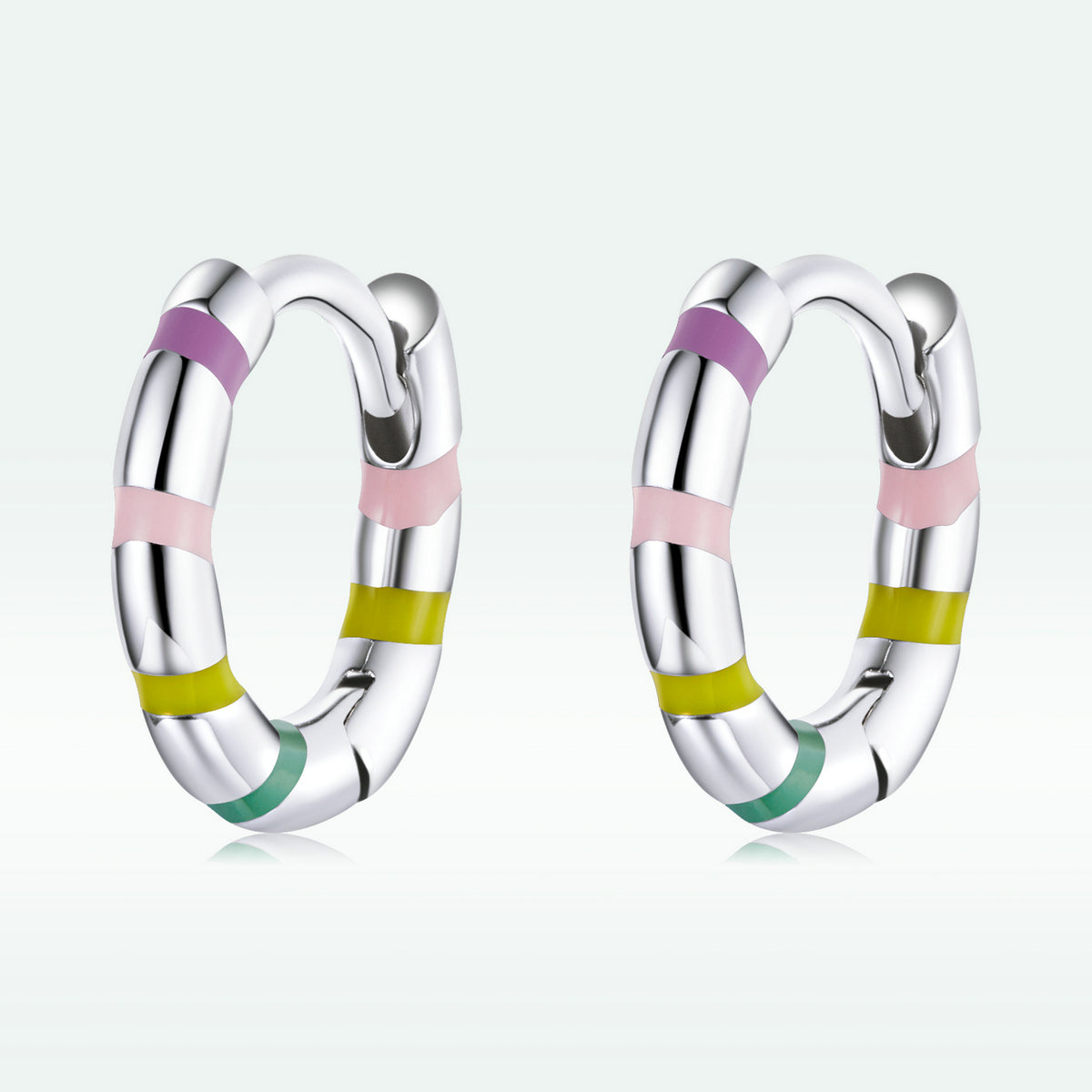 S925 Sterling Silver Enamel Platinum Plated Earrings for Women