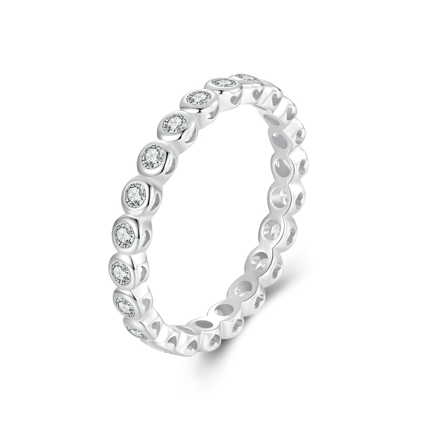 925 Sterling Silver 2mm Moissanite Ring Size 7 for Women