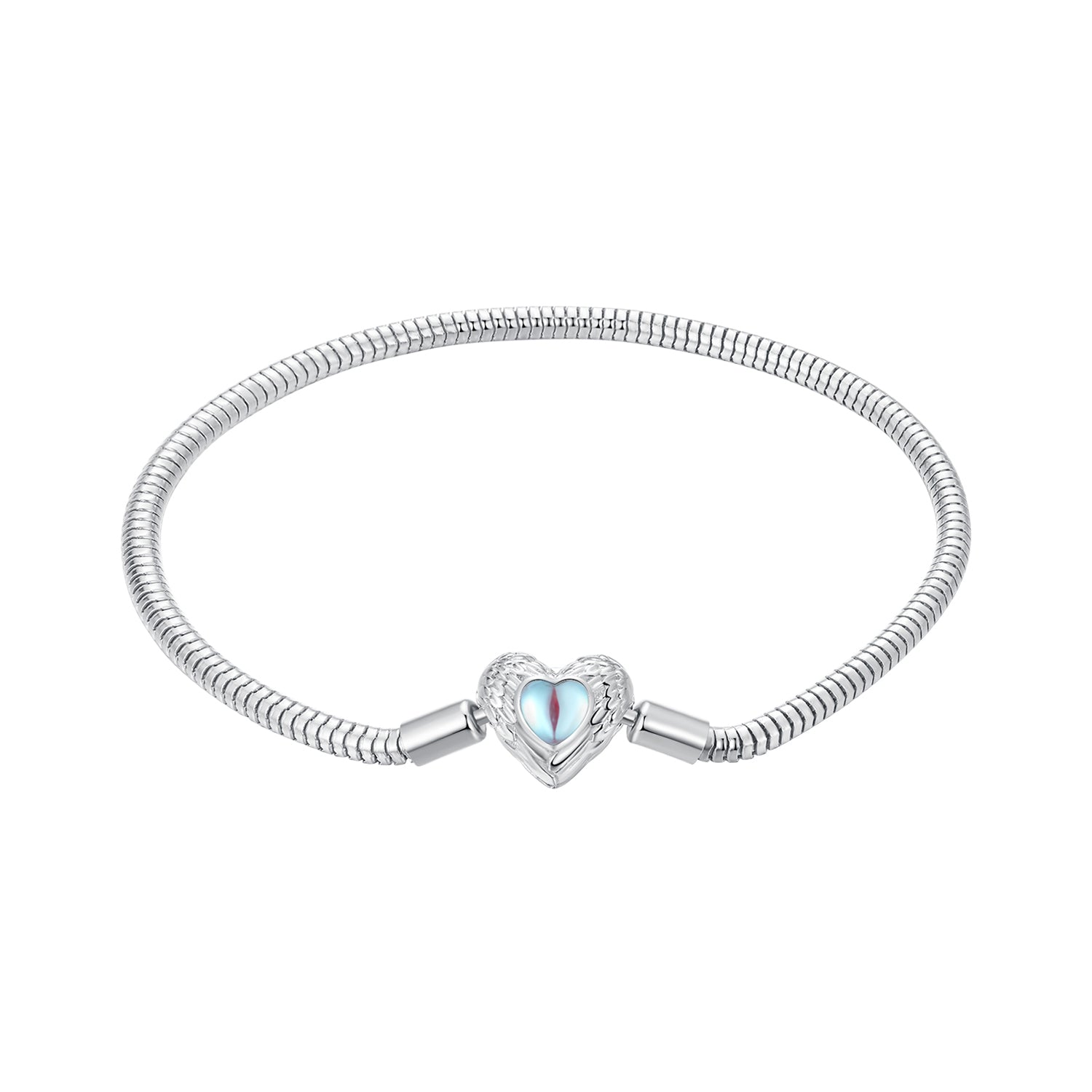 925 Sterling Silver Moonstone Bracelet 17.0 cm with White Gold Plating for Women