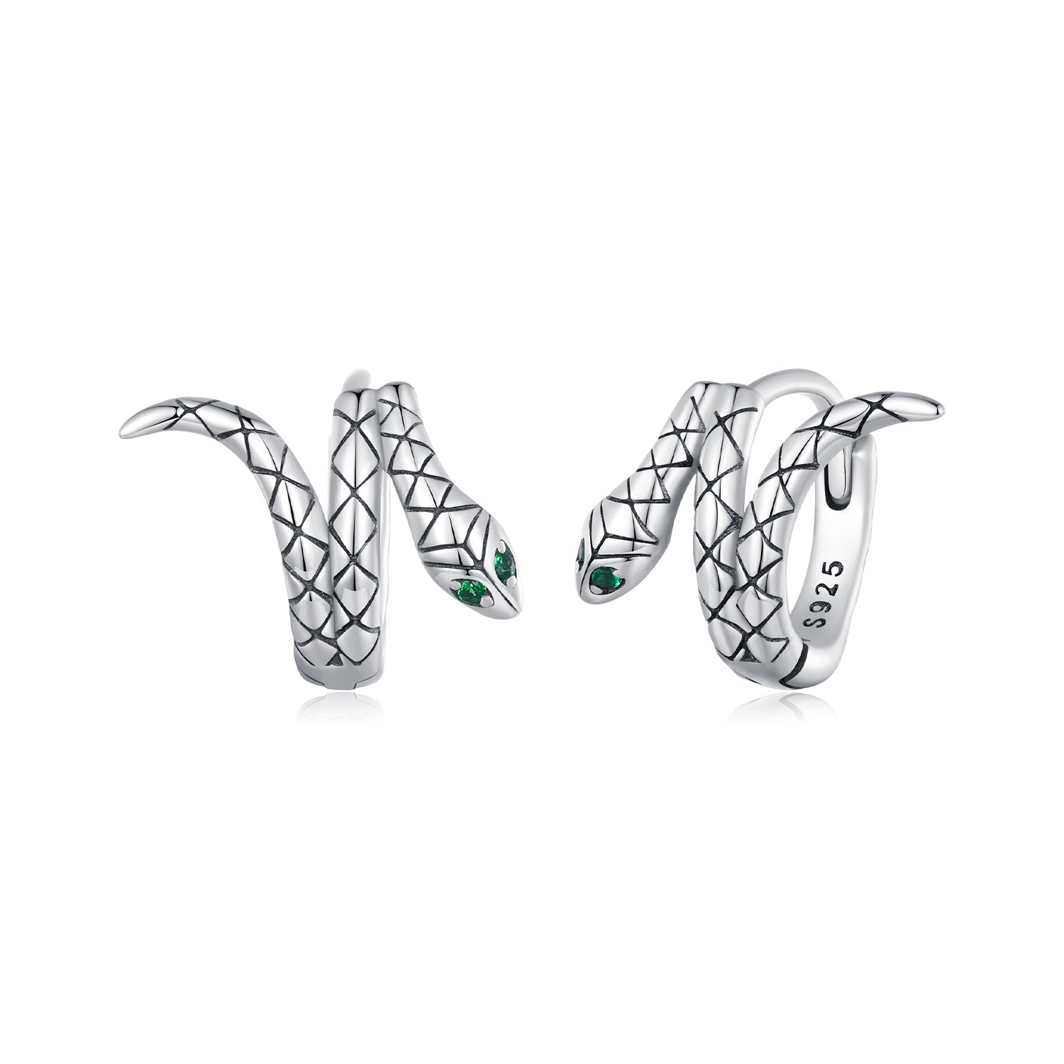 925 Sterling Silver Earrings with Pavé Setting CZ in Oxidized Finish