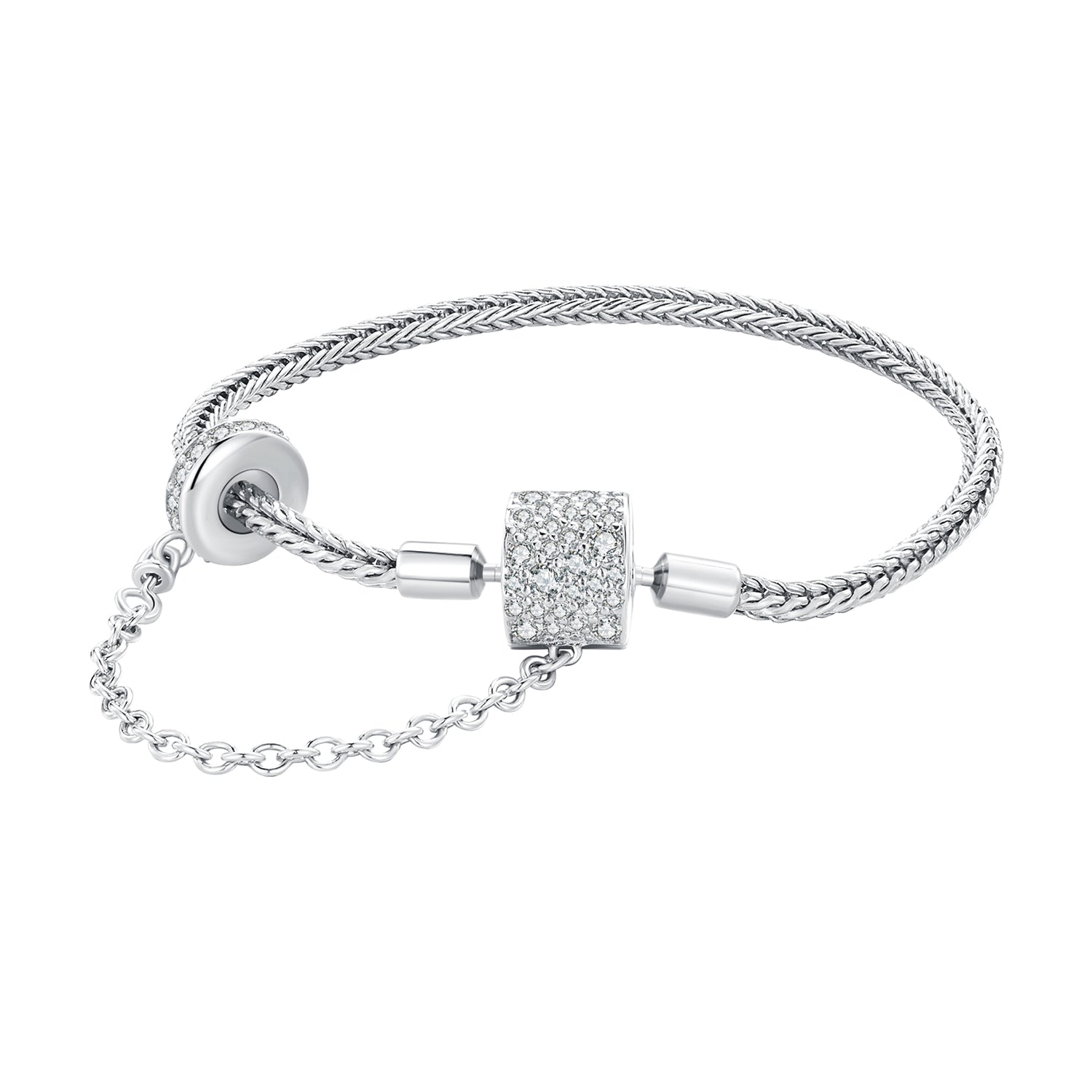 925 Sterling Silver Bracelet 17cm with Pavé Setting CZ for Women