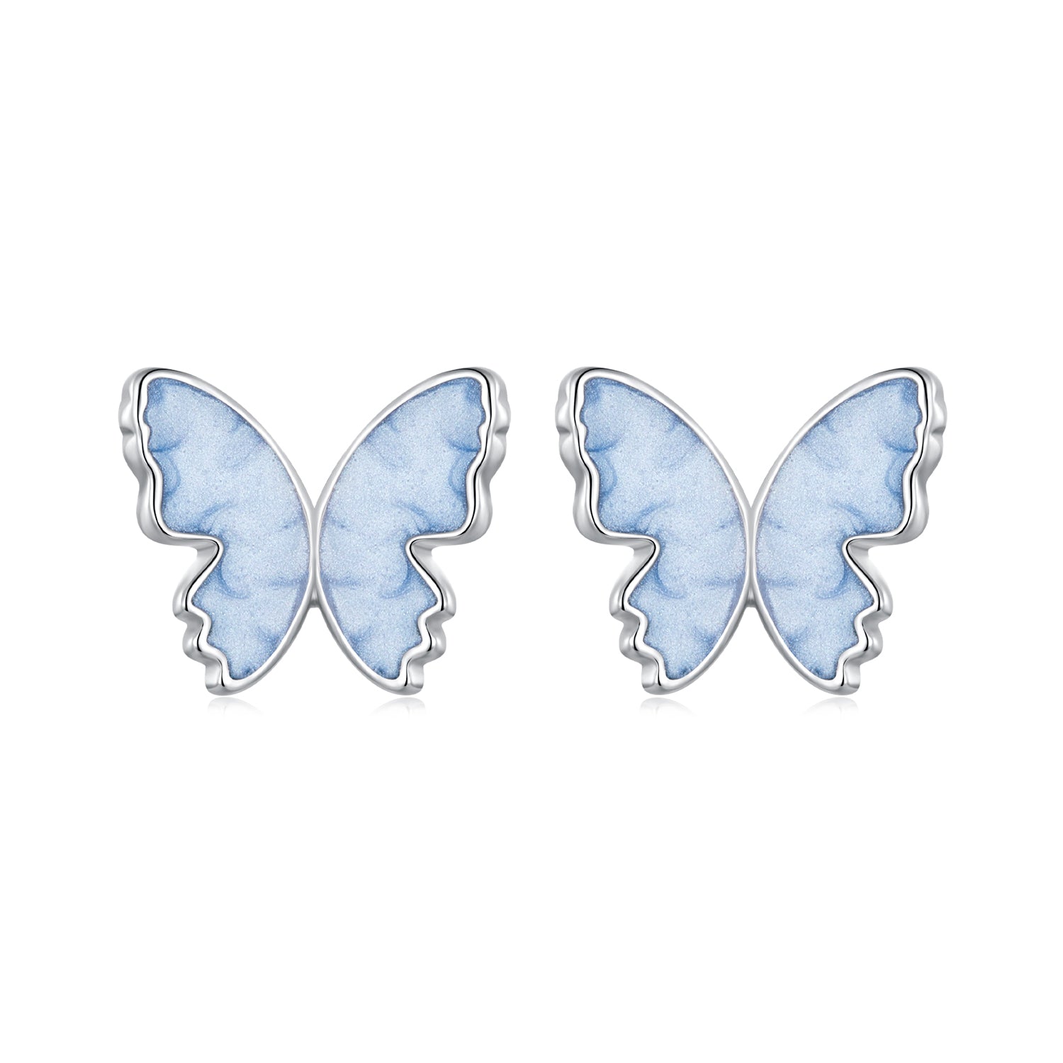 925 Sterling Silver Enamel White Gold Plated Earrings for Women - 1.0x1.2cm