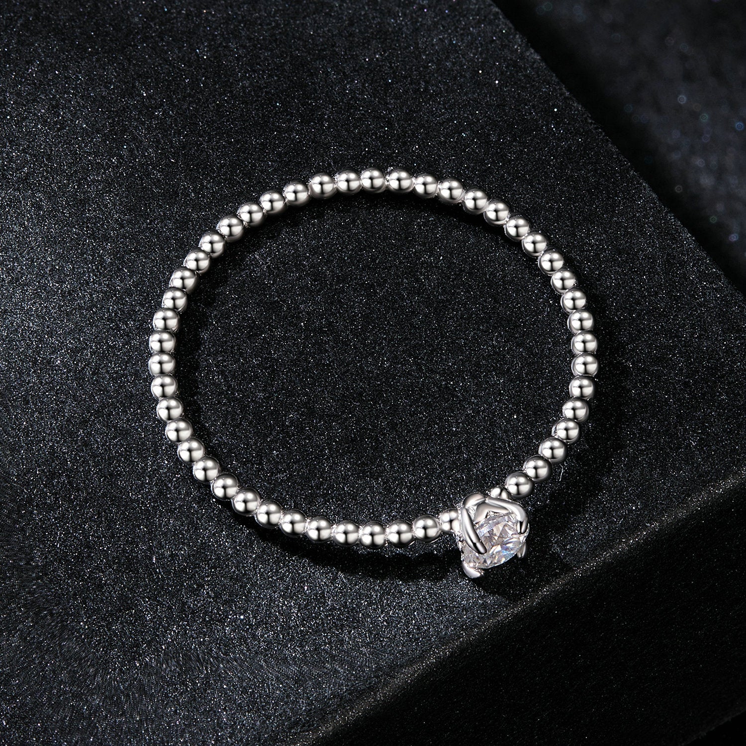925 Sterling Silver 3mm Moissanite Ring for Women - Size 6