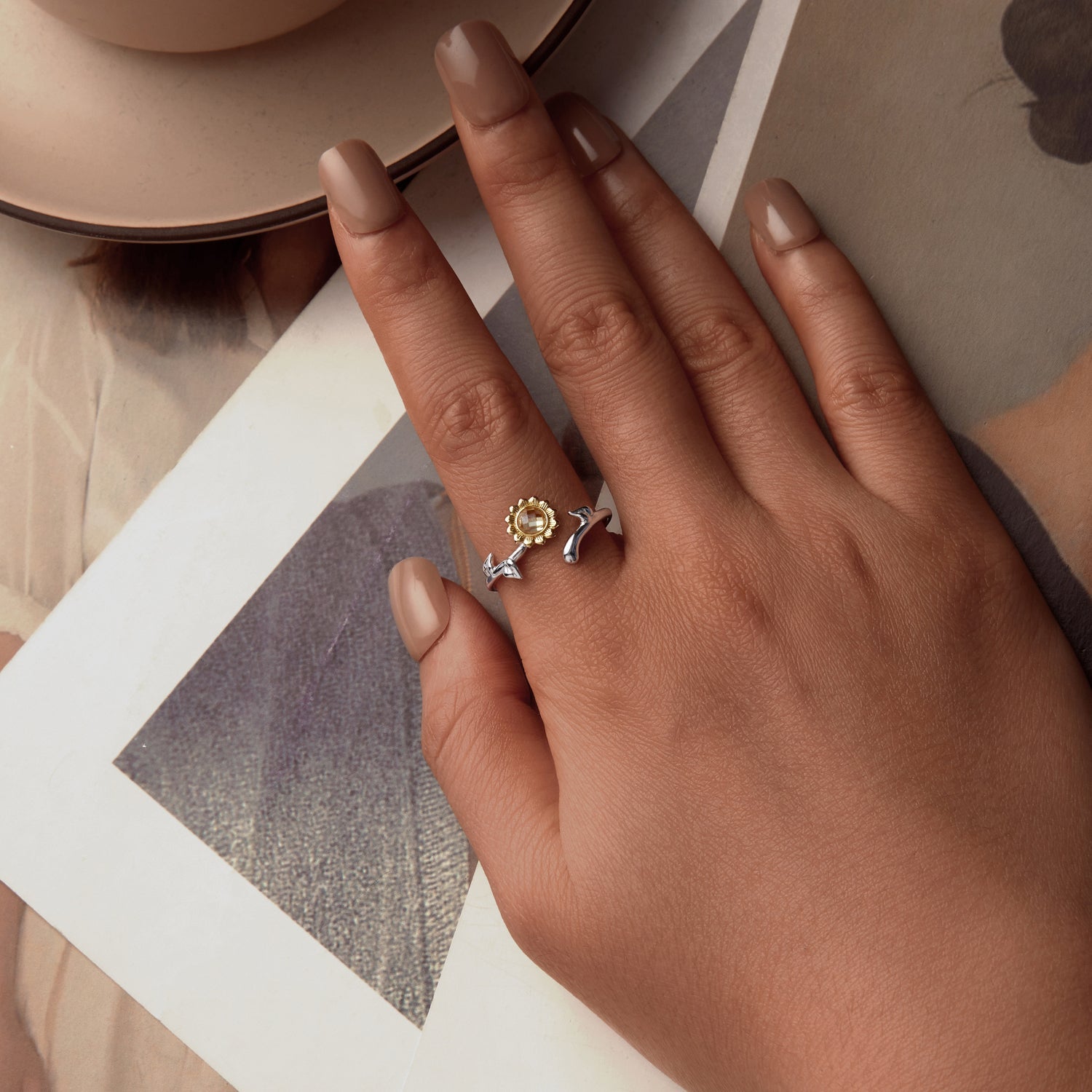 925 Sterling Silver Transparent Glass Ring 1.7mm for Women