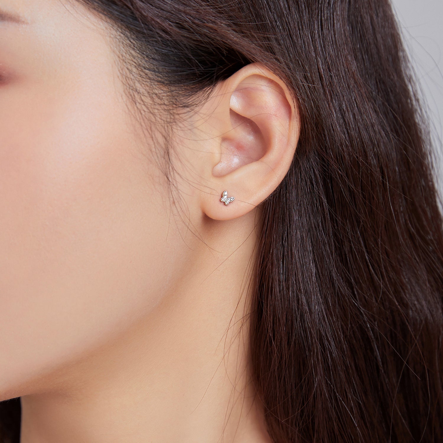925 Sterling Silver Earrings with CZ in Pavé Setting - 0.4*0.5cm - Women
