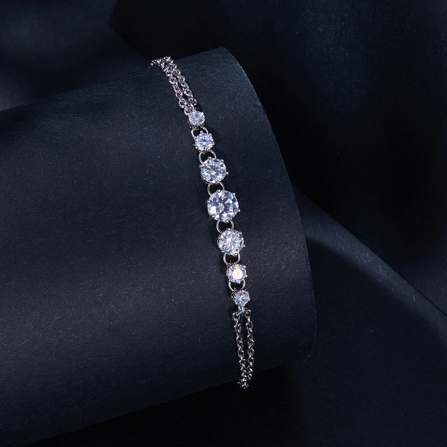 925 Sterling Silver 5MM Moissanite Bracelet for Women