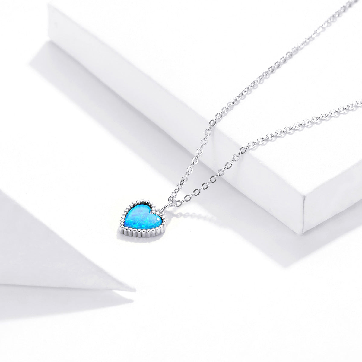 925 Sterling Silver Plated Translucent Opal Necklace 45cm for Women