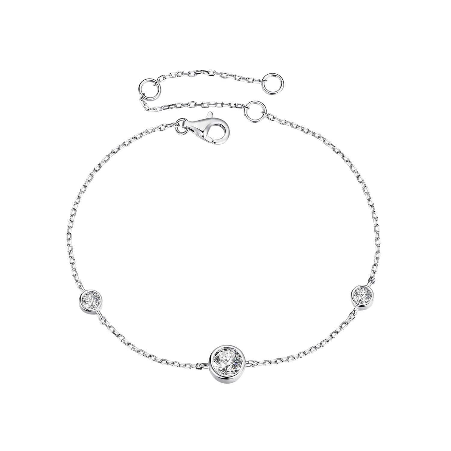 925 Sterling Silver 5mm Moissanite & 3mm Moissanite Bracelet for Women