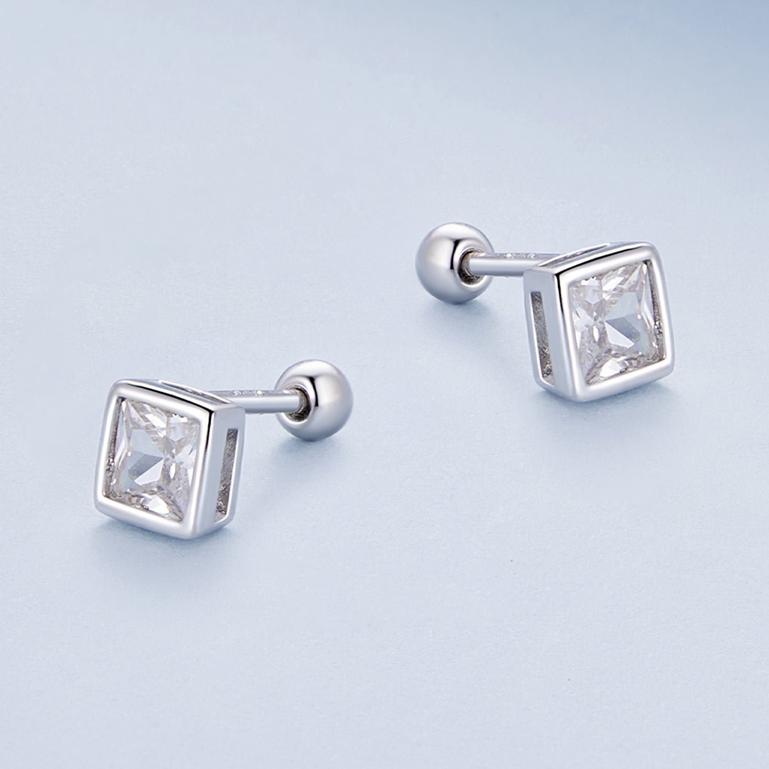 925 Sterling Silver 5mm Pavé Setting CZ Earrings for Women