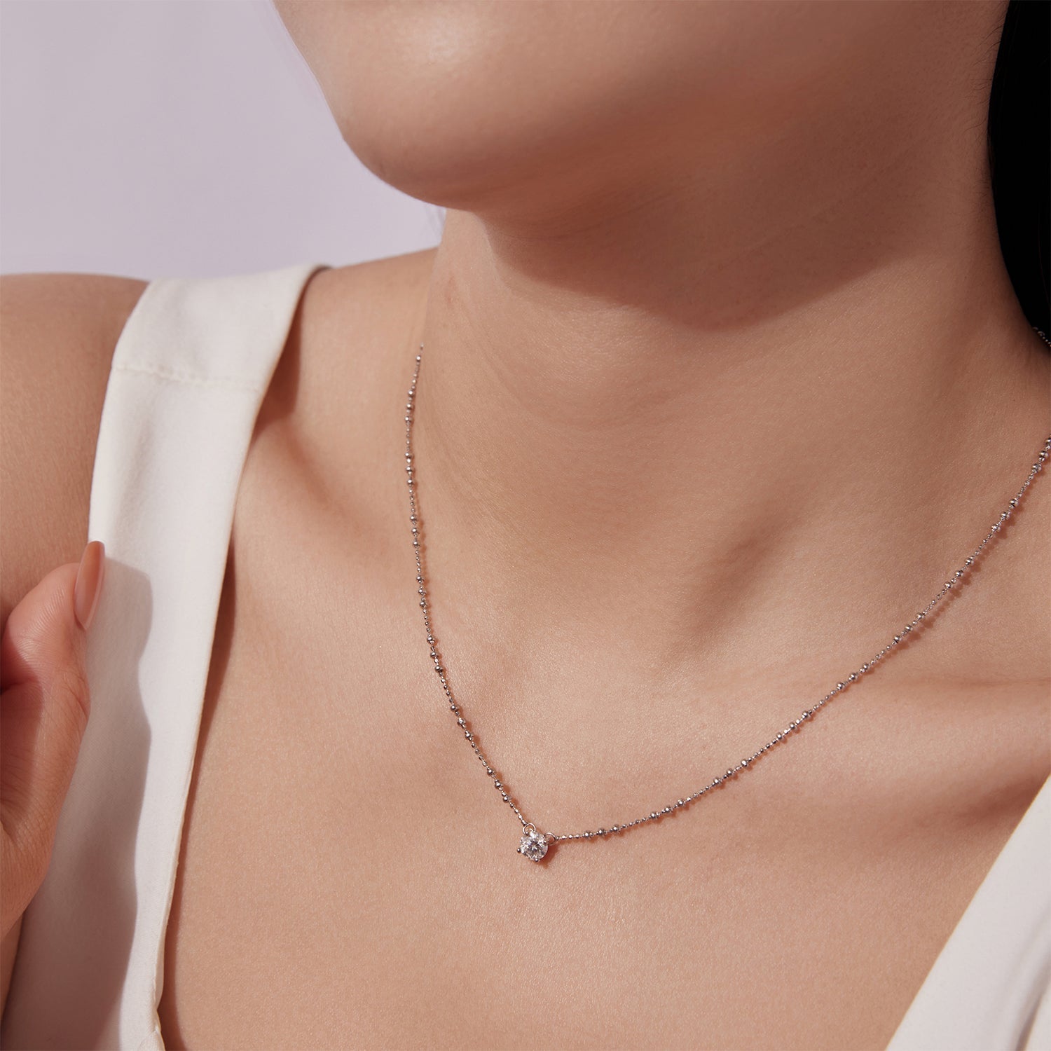 925 Sterling Silver 0.5 Carat Moissanite Necklace for Women