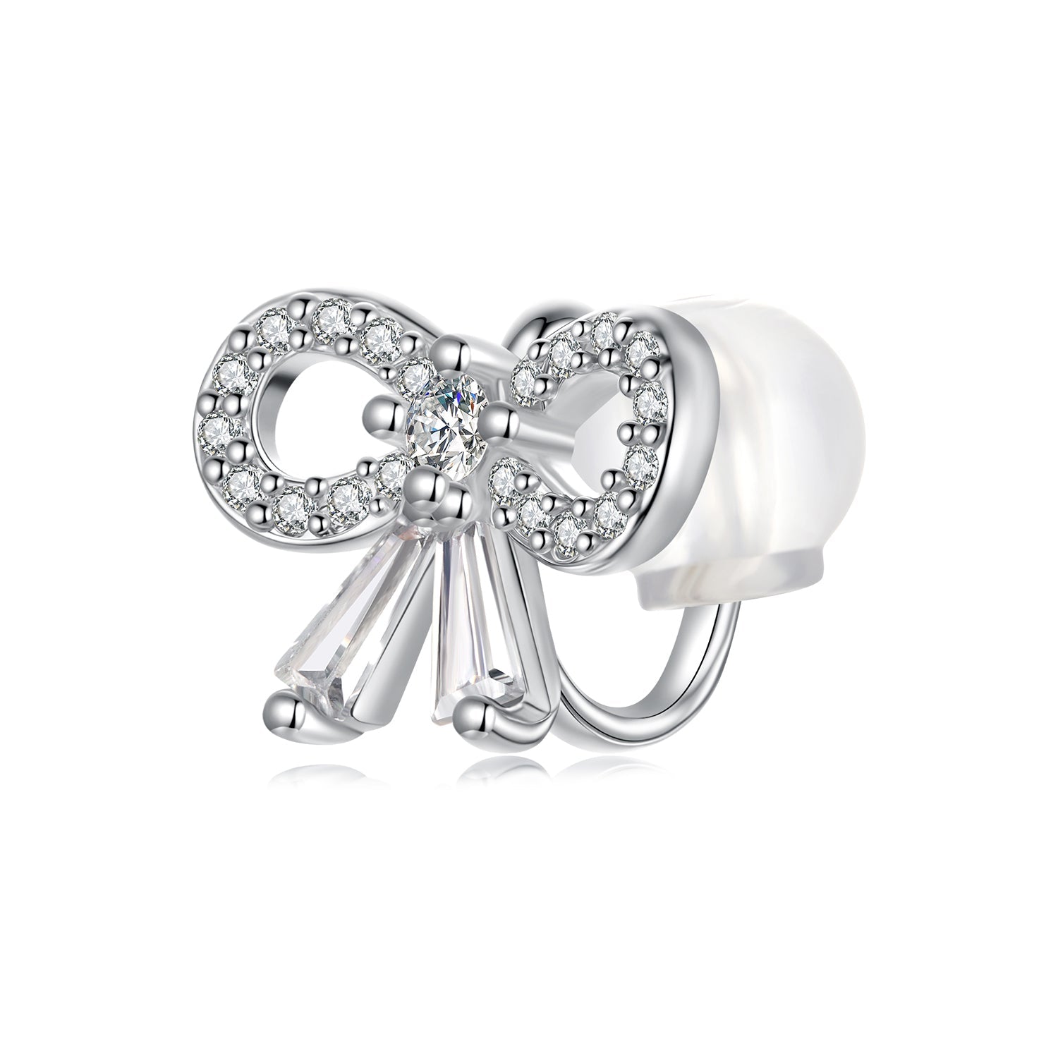 925 Sterling Silver Earrings with White Gold Plating, 0.9x1.2cm for Women