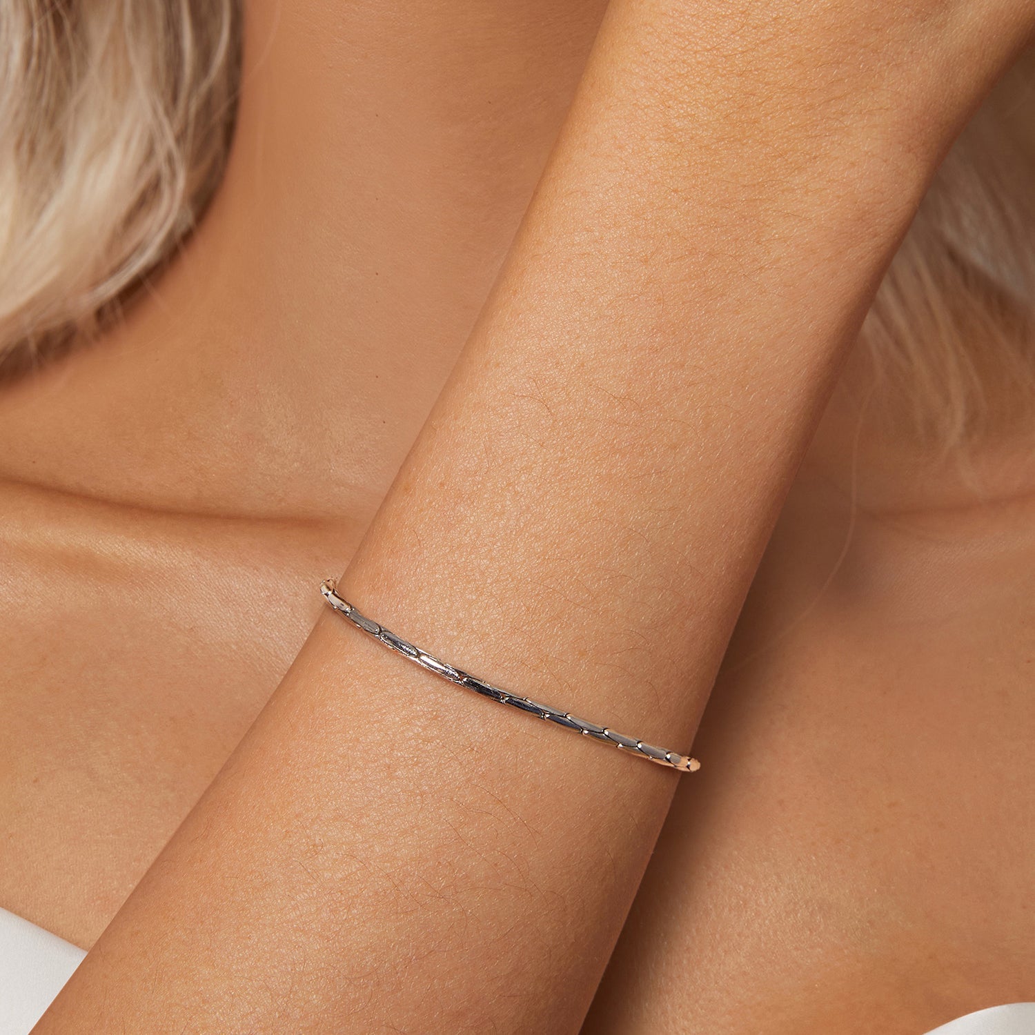 925 Sterling Silver + White Gold Plated Bracelet