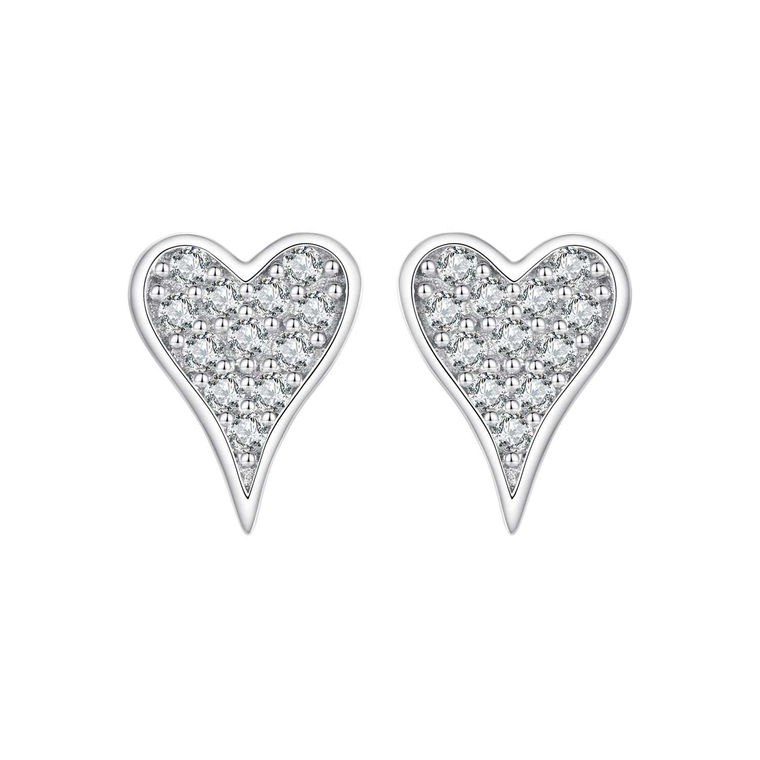 925 Sterling Silver White Gold Plated Pavé CZ Earrings