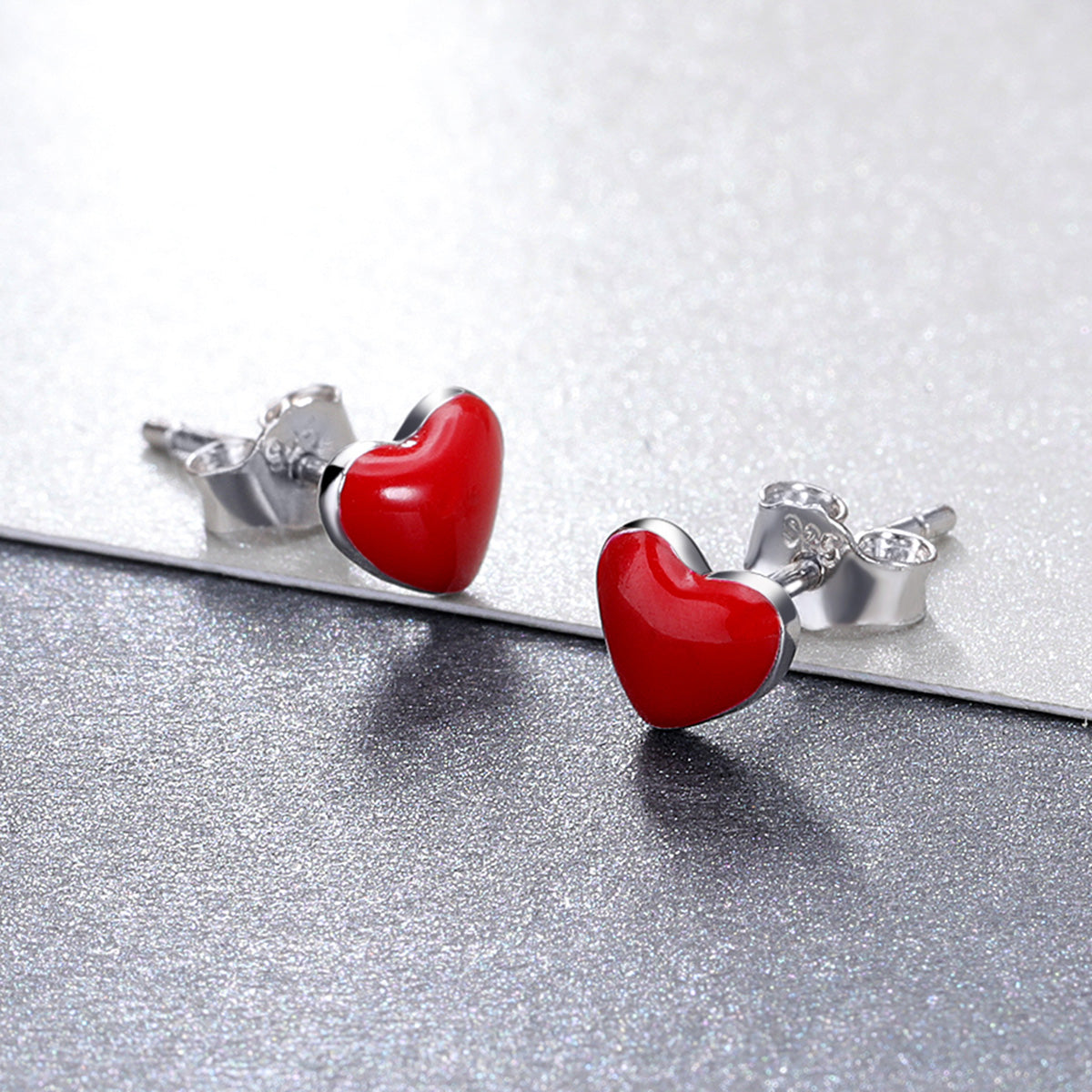 S925 Sterling Silver Plated Platinum Enamel Earrings