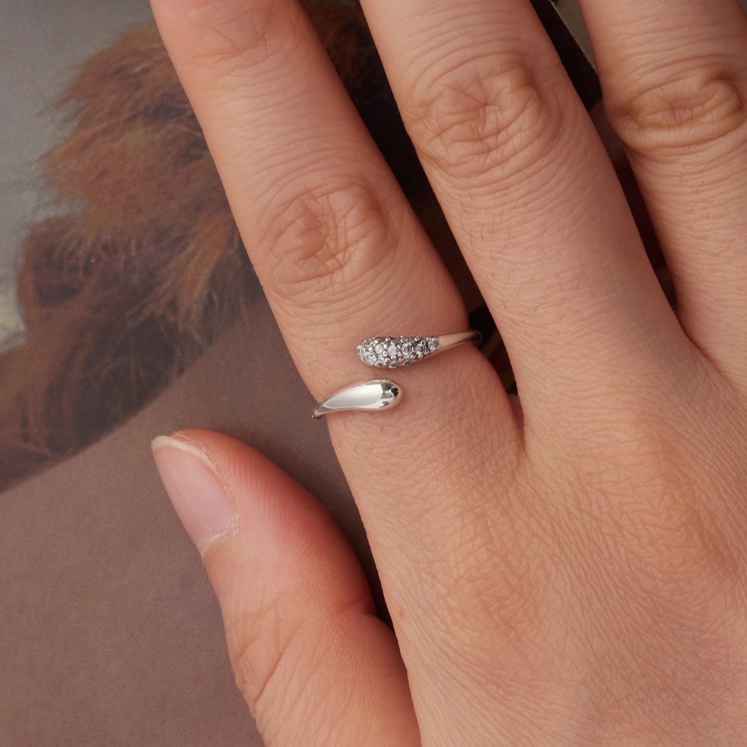 925 Sterling Silver Oxidized Pavé Setting CZ Ring