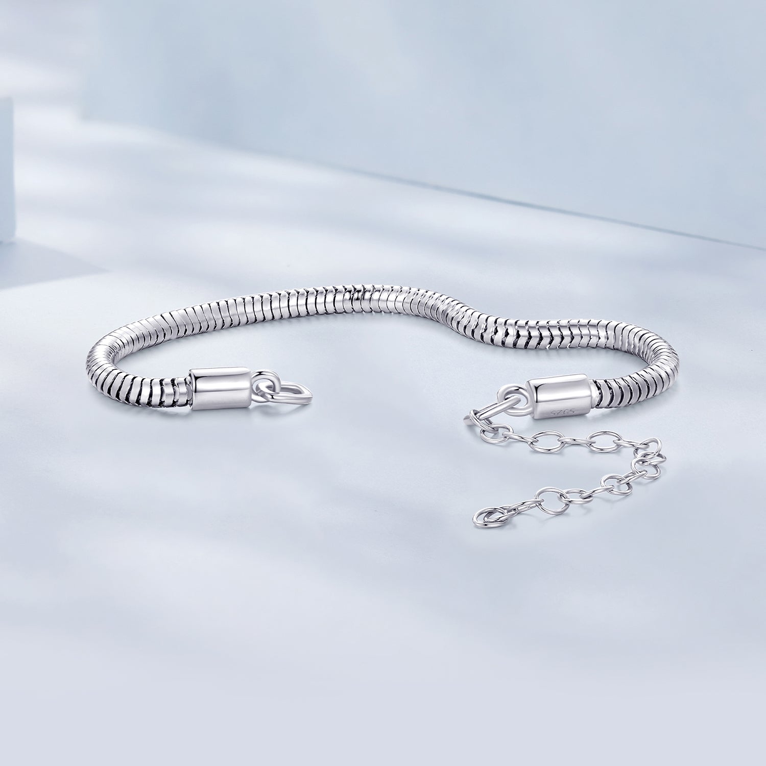 925 Sterling Silver Plated Platinum 140mm Chain Thickness 3mm Bracelet for Women