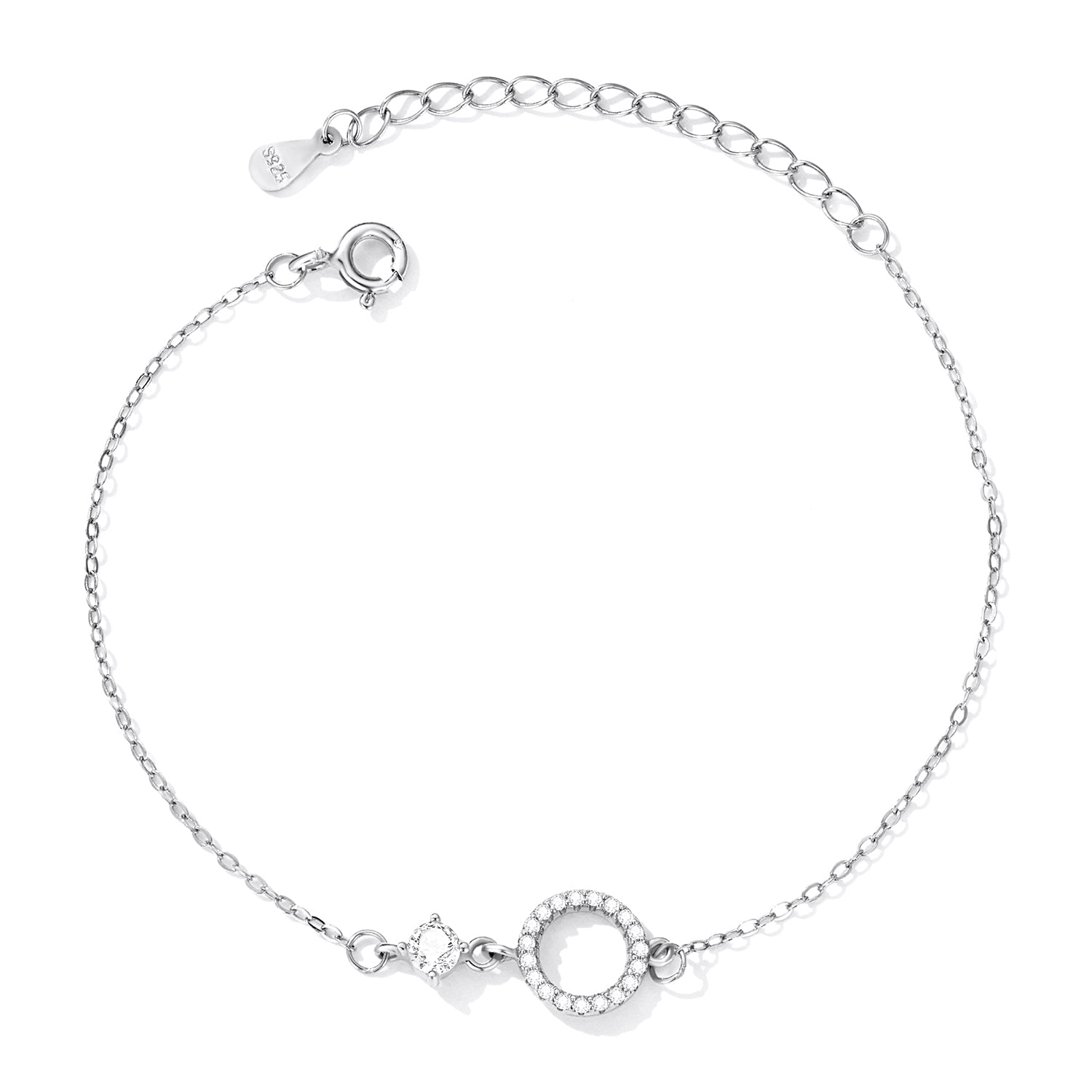 925 Sterling Silver Adjustable Bracelet with Pavé Set CZ for Women