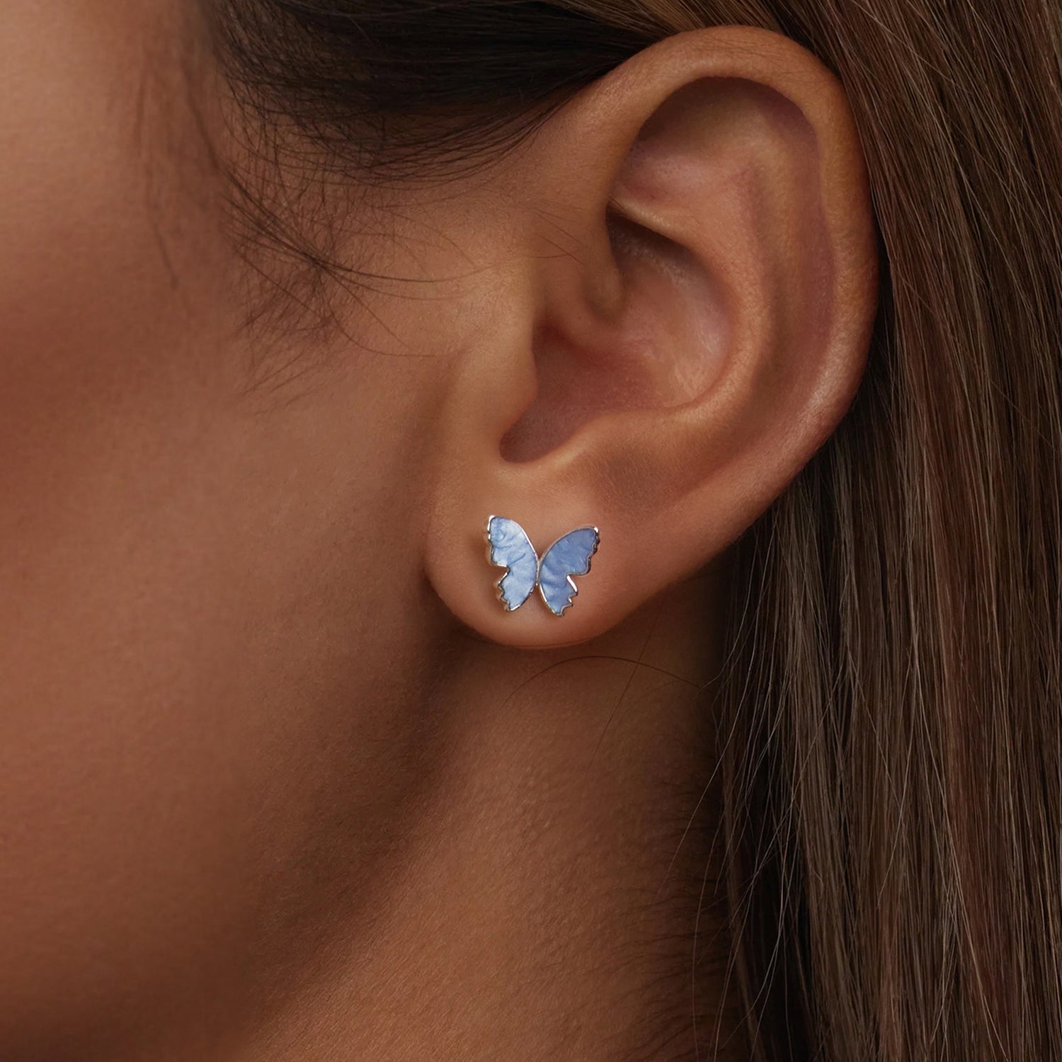925 Sterling Silver Enamel White Gold Plated Earrings for Women - 1.0x1.2cm