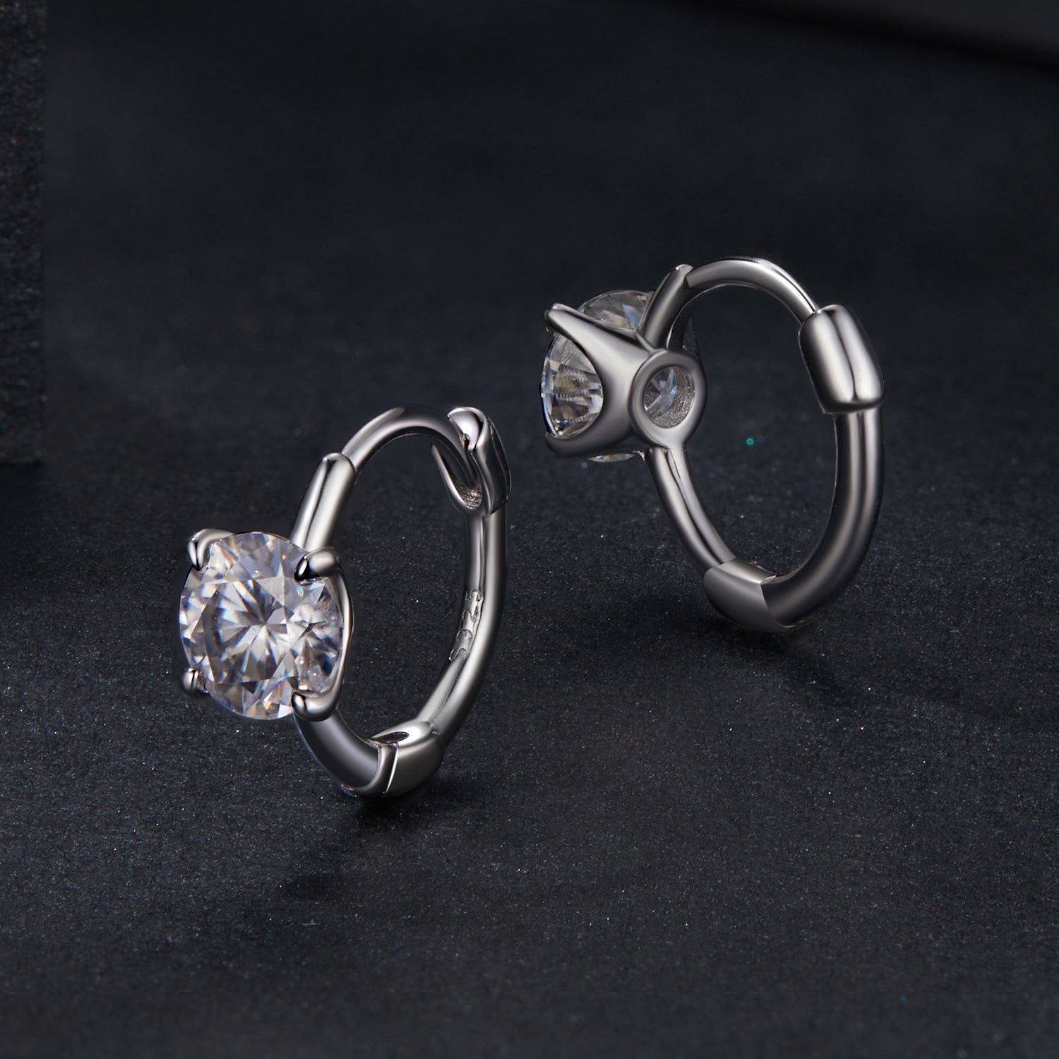 925 Sterling Silver & White Gold Plated 0.5 Carat Moissanite Earrings for Women