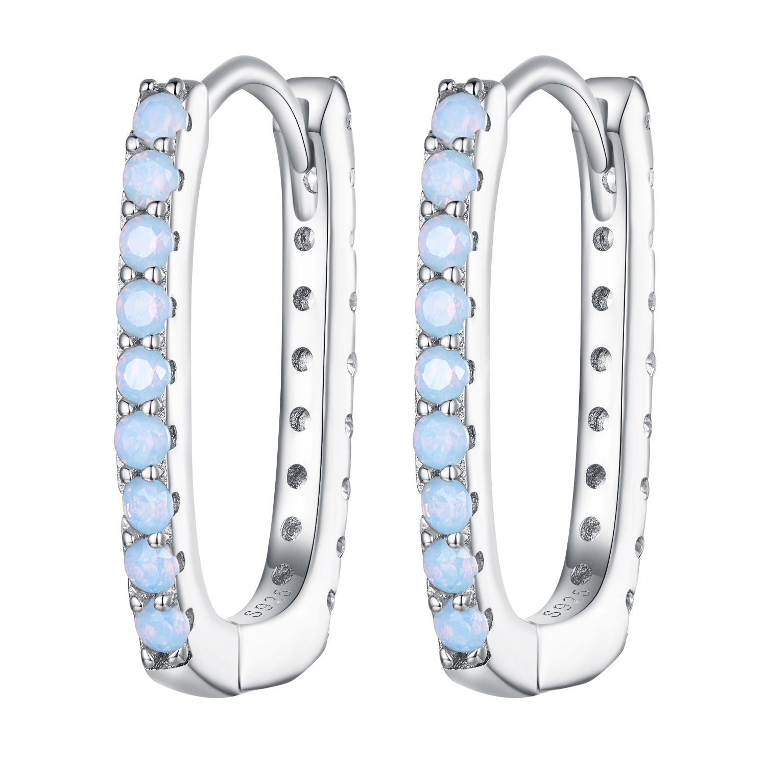 925 Sterling Silver Opal Earrings with Platinum Plating for Women