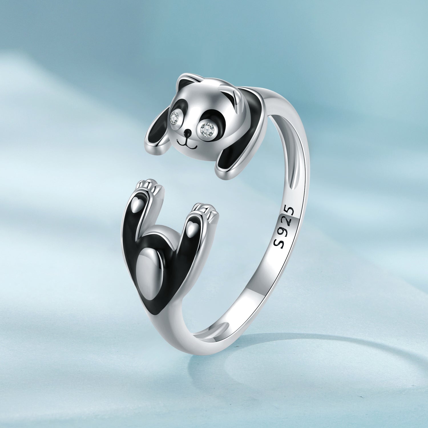 925 Sterling Silver Enamel Process Pavé Setting CZ Ring for Women
