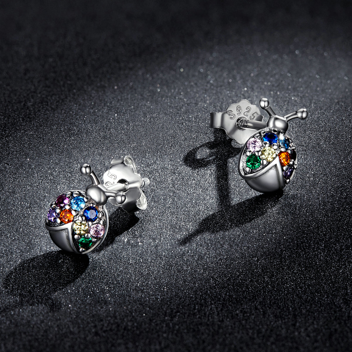 925 Sterling Silver Earrings with Oxidized Finish and Pavé Setting CZ