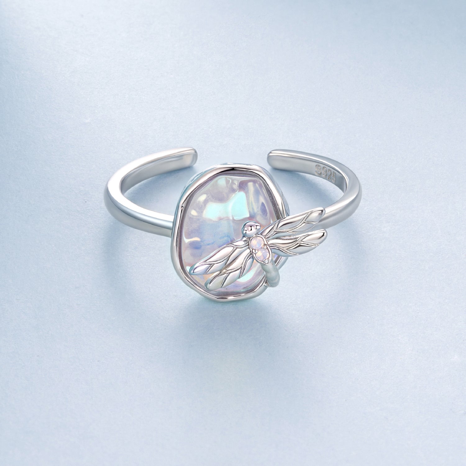 925 Sterling Silver Ring with Nano Opal Stone, 0.15 cm Width for Women