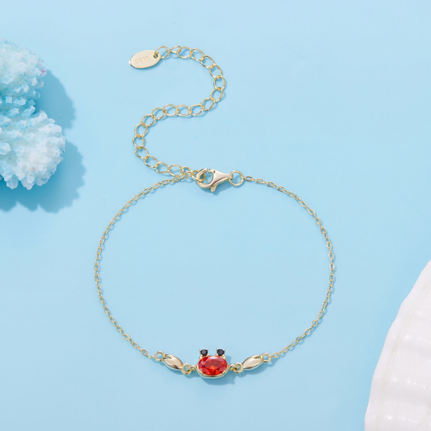 925 Sterling Silver Gold Plated CZ Bracelet 15+6cm for Women