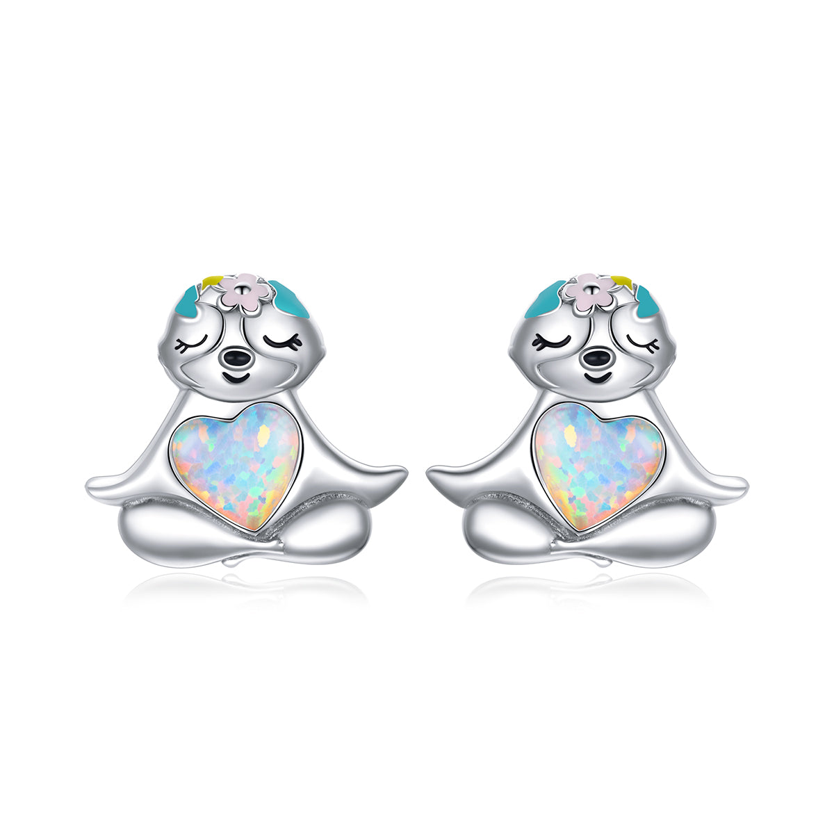 925 Sterling Silver Earrings with Translucent Opal