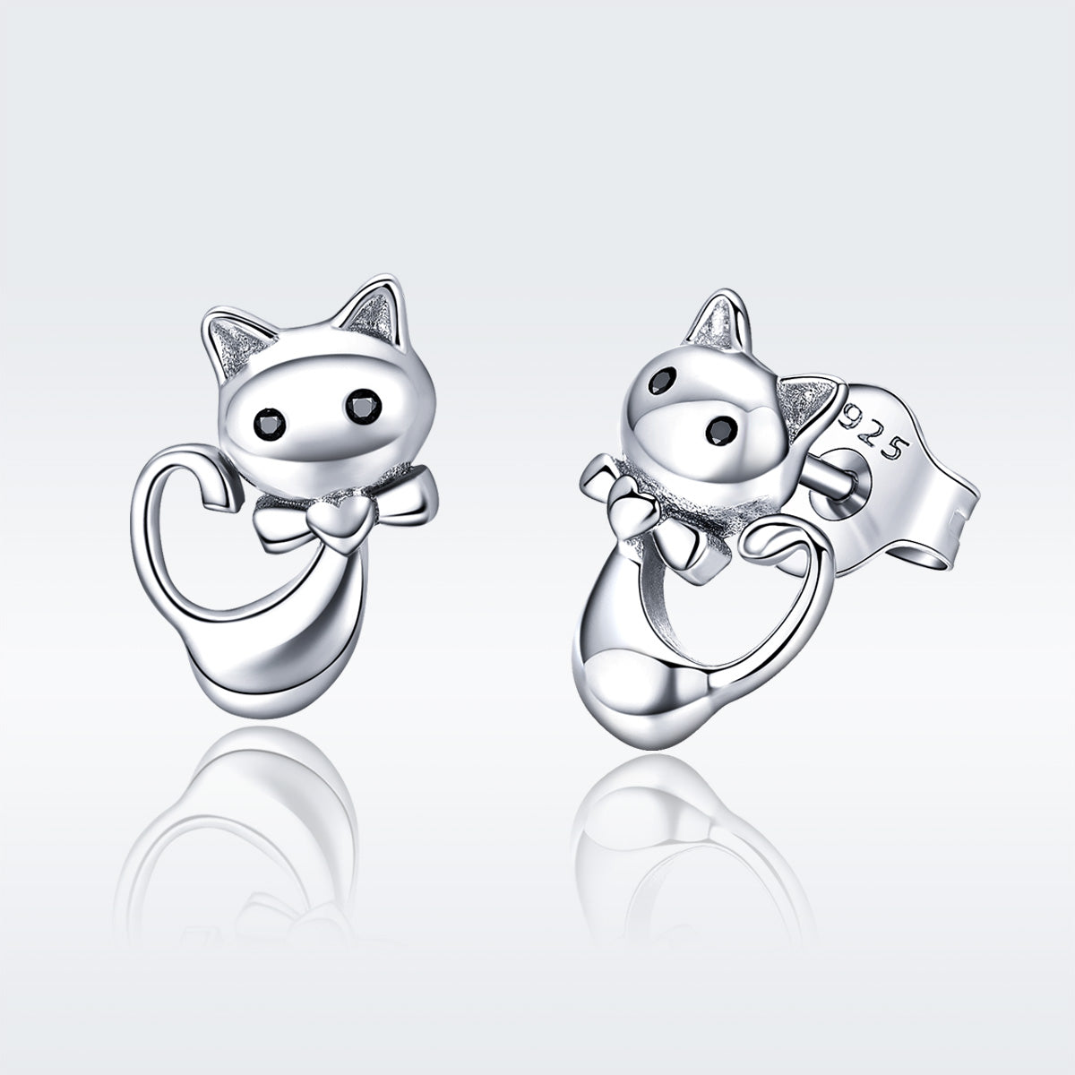 925 Sterling Silver Earrings with Pavé Setting in Oxidized Finish