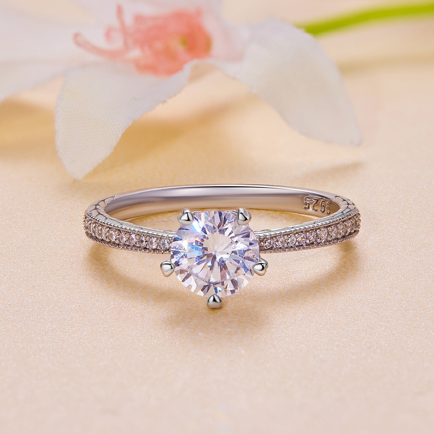 925 Sterling Silver Moissanite 0.8ct Ring Size 6 for Women