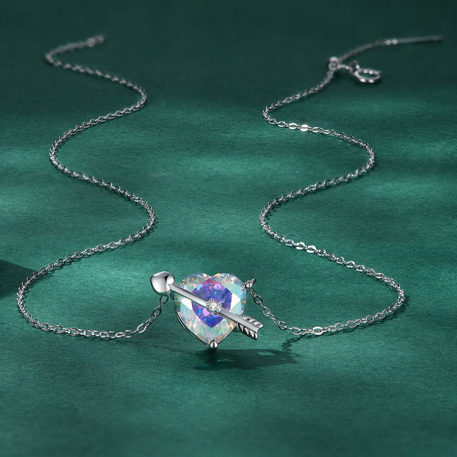 S925 Sterling Silver Adjustable Necklace with CZ Pendant for Women