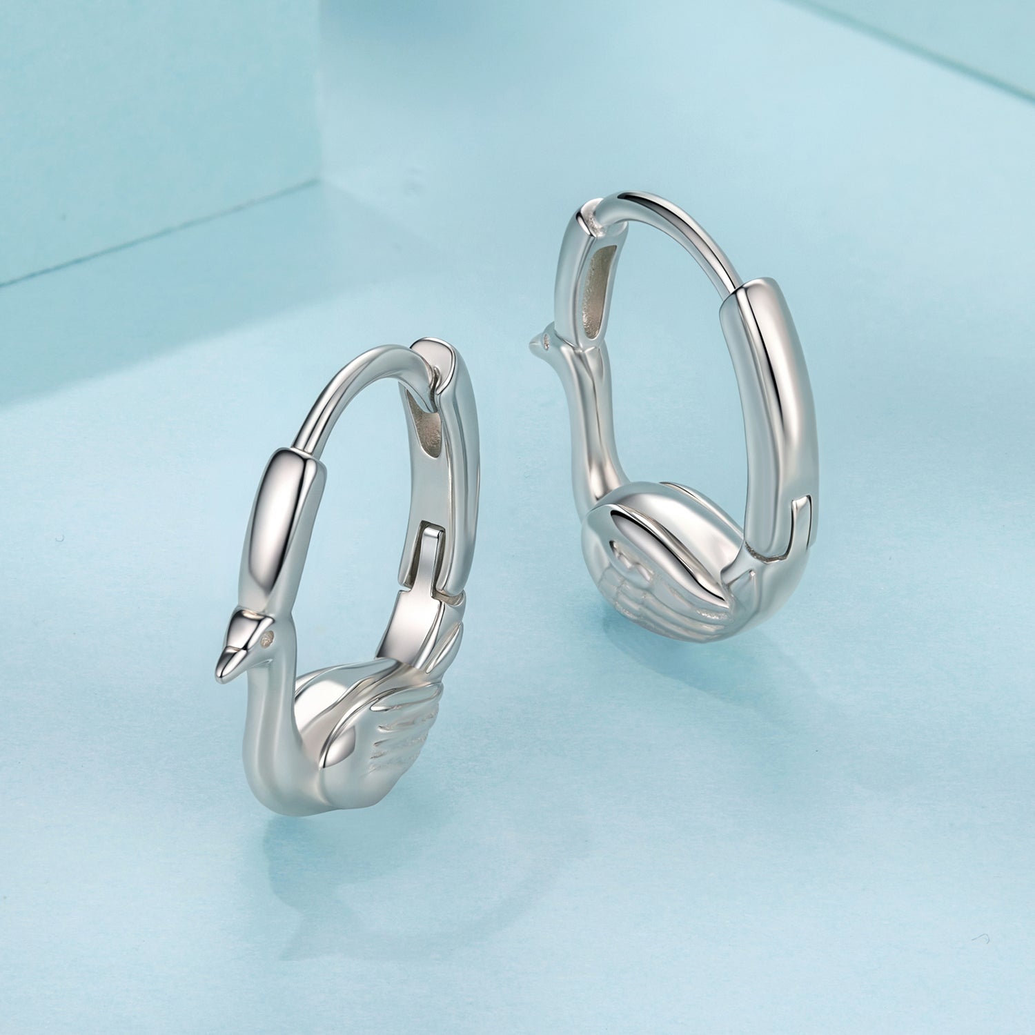 925 Sterling Silver Plated White Gold Hoop Earrings for Women