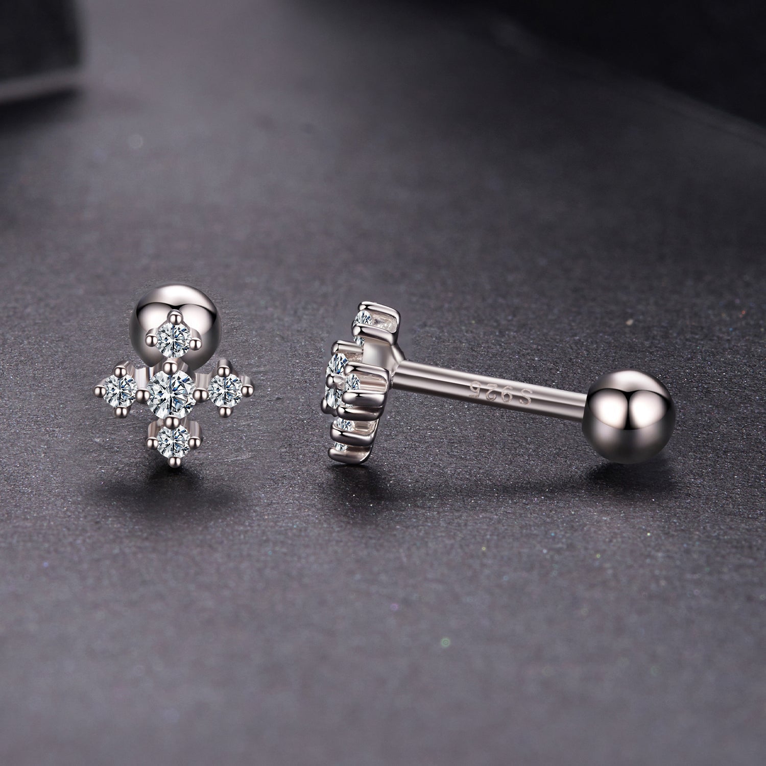 925 Sterling Silver Moissanite Earrings White Gold Plated 0.5cm for Women