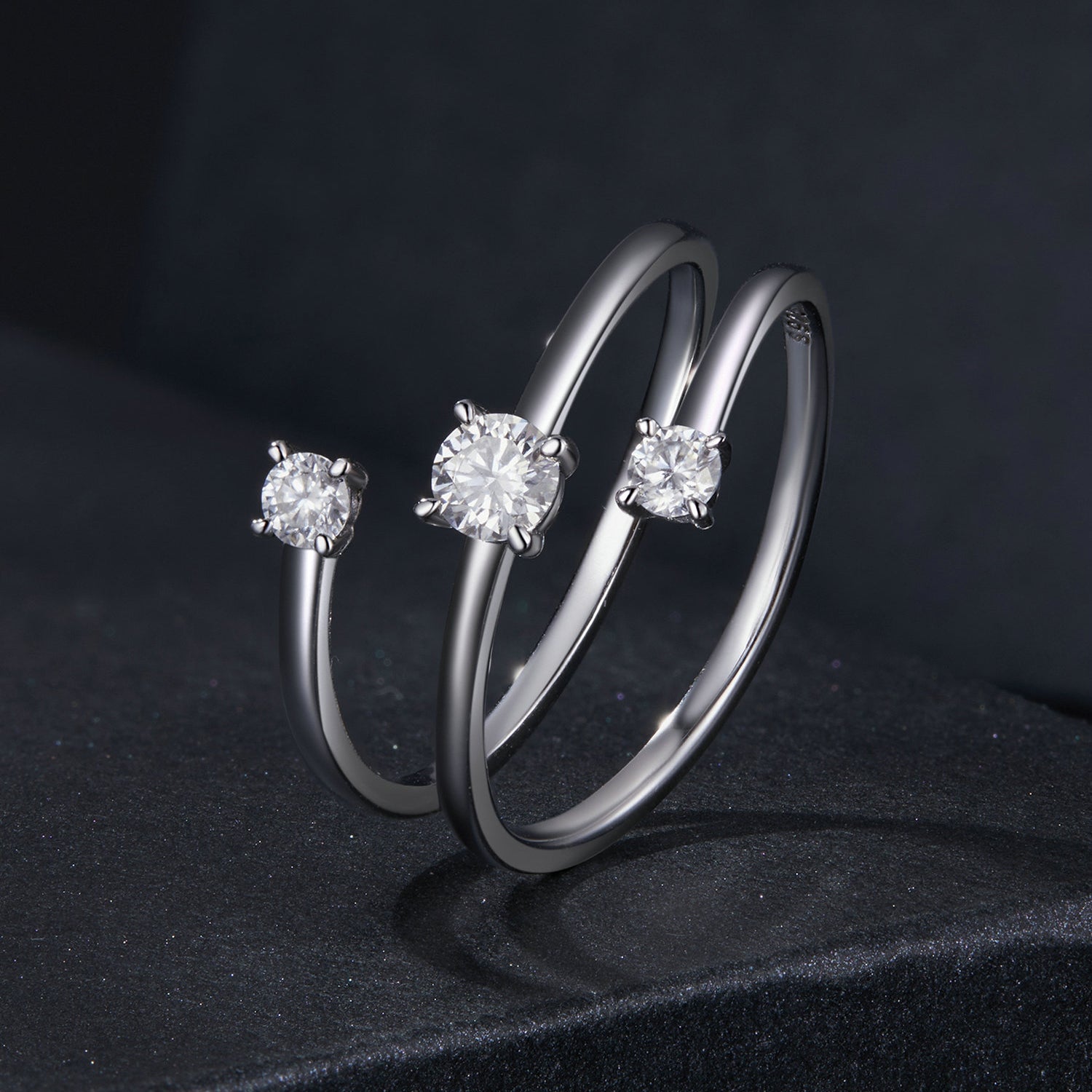 925 Sterling Silver 3mm Moissanite Ring for Women