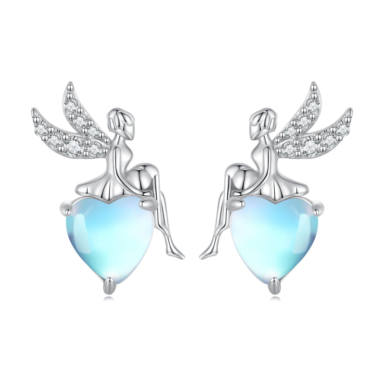 925 Sterling Silver Moonstone CZ Earrings for Women