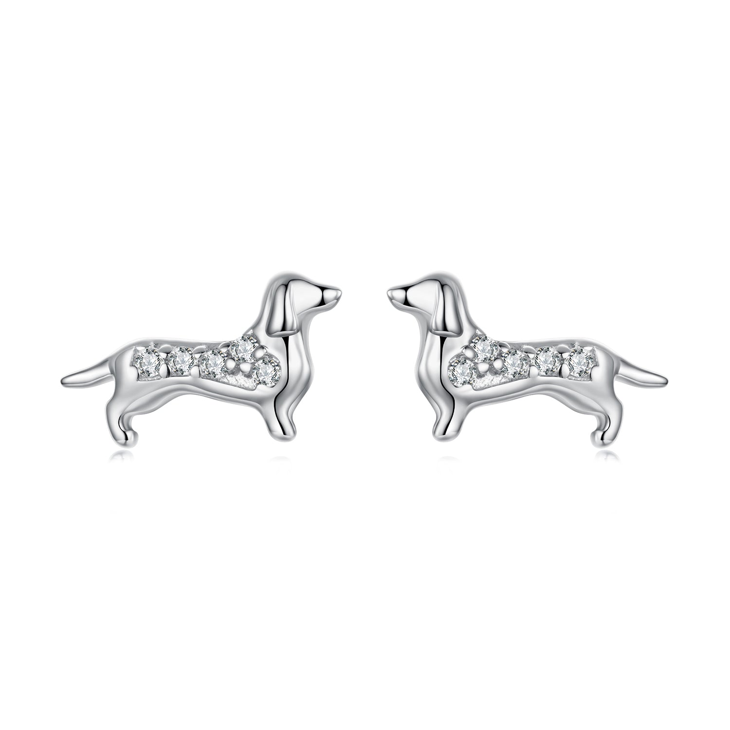 925 Sterling Silver Earrings with Pavé Setting and White Gold Plating for Women