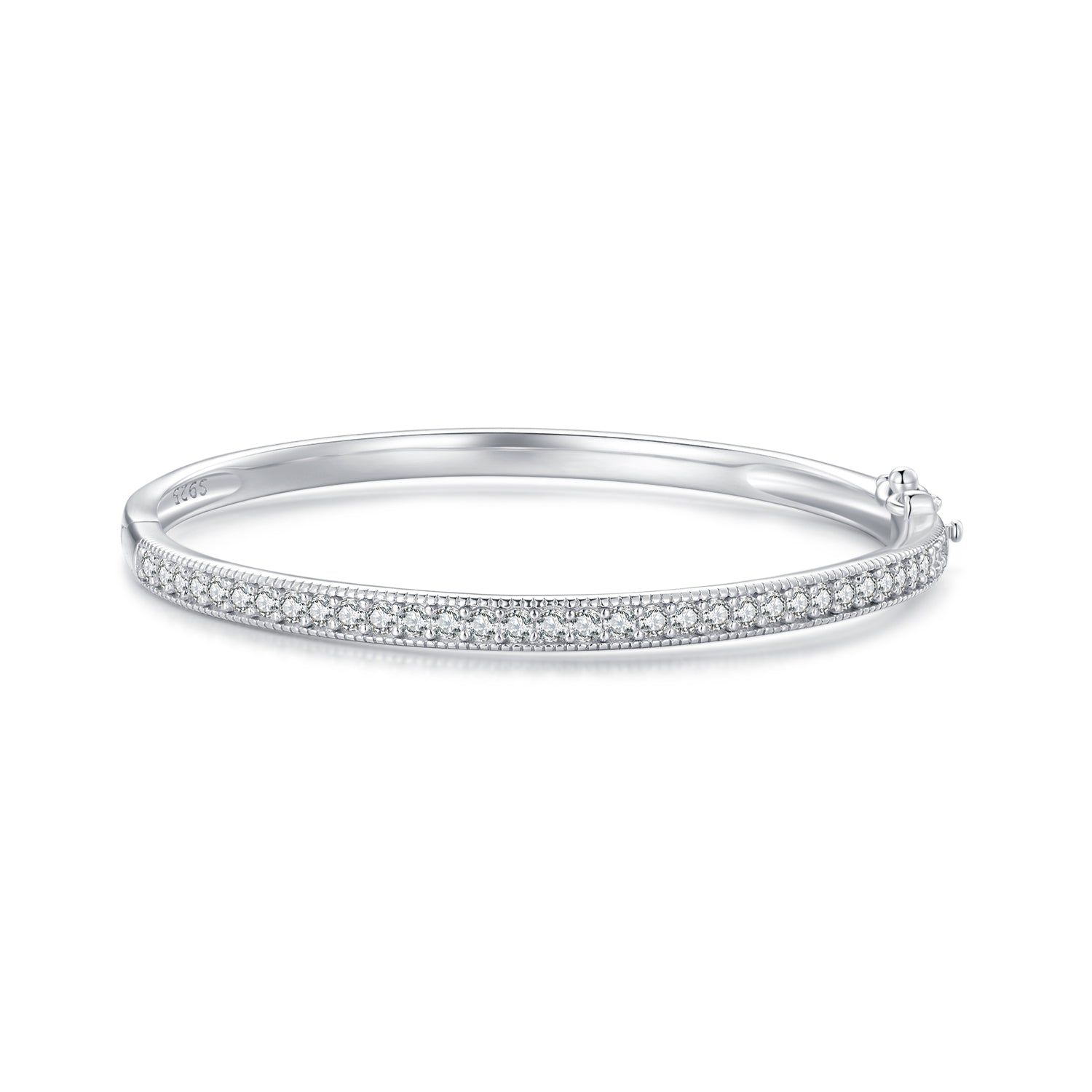 925 Silver & Platinum Pavé Setting CZ Bracelets, Size 17.0 mm for Women