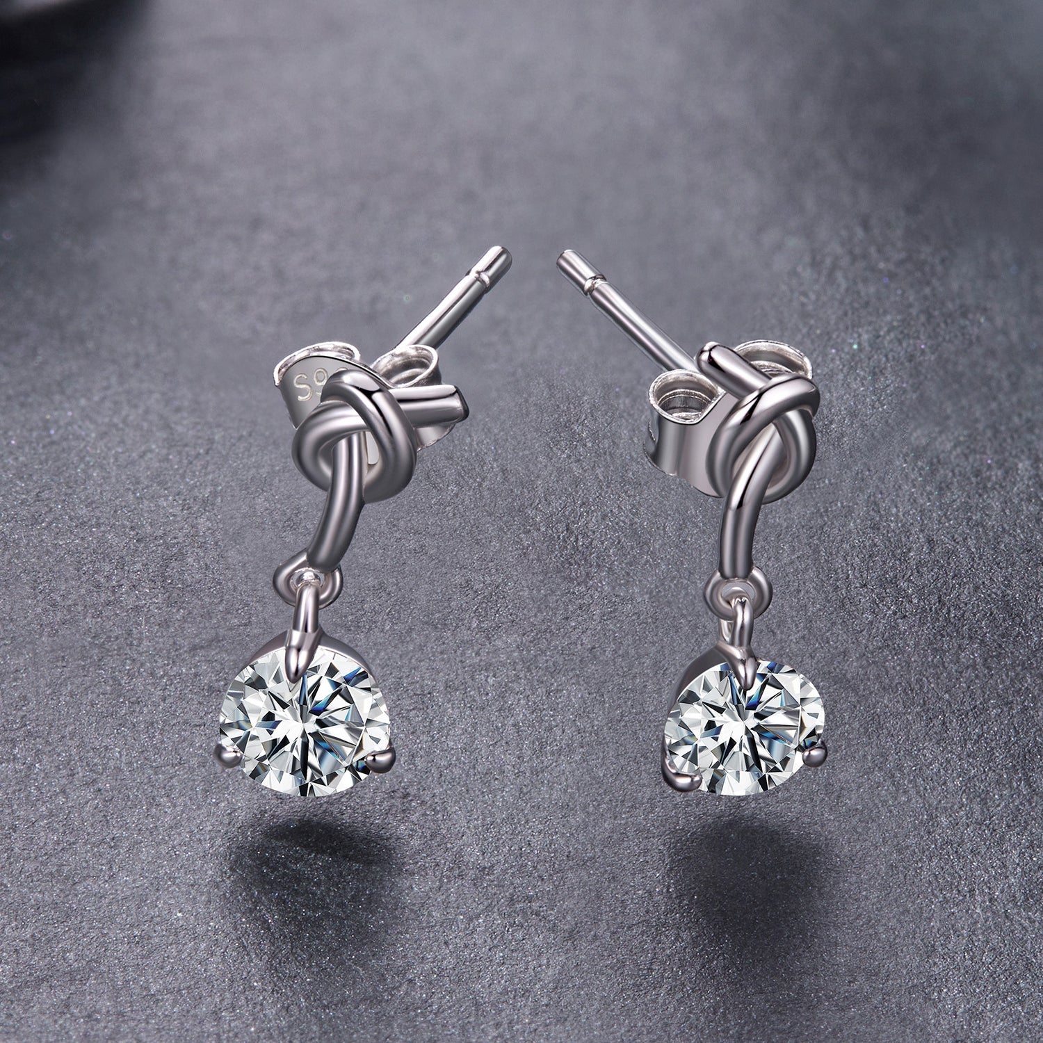 925 Sterling Silver Moissanite 0.50 Carat Earrings for Women