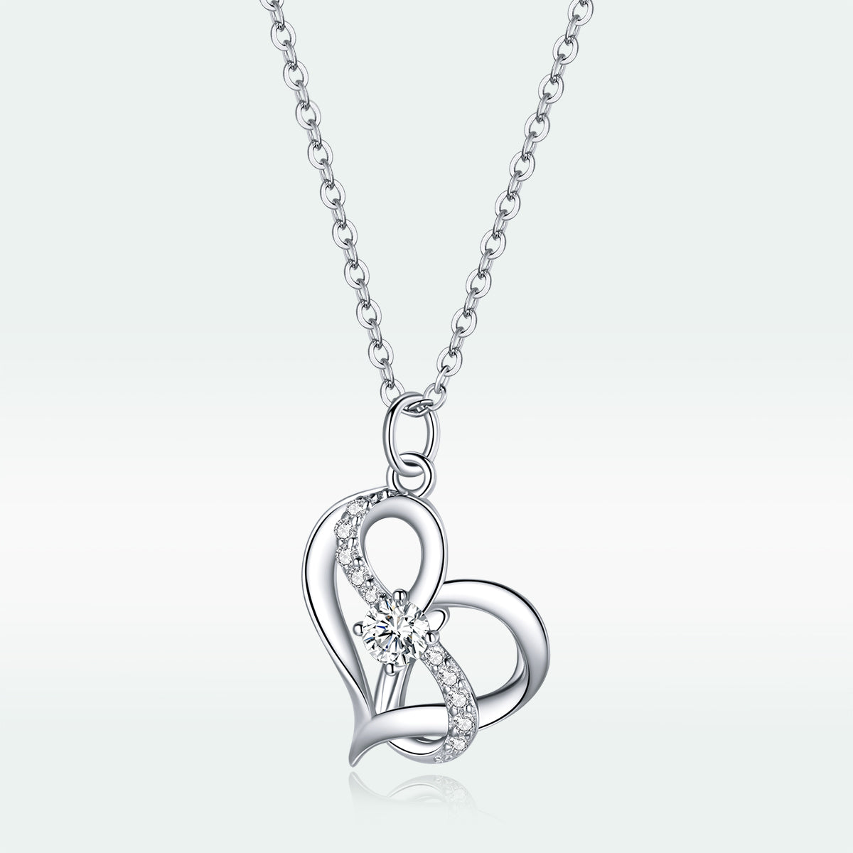 925 Sterling Silver Adjustable CZ Pendant Necklace