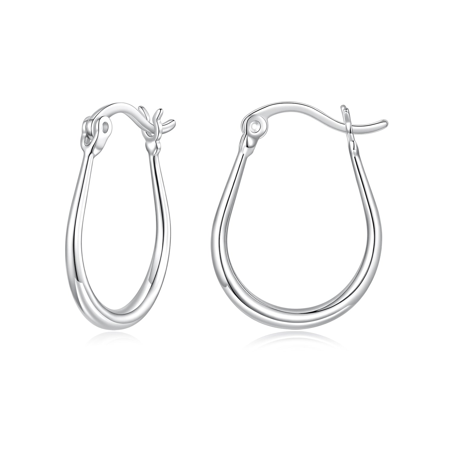 925 Sterling Silver Earrings for Women - 2.9x0.2cm, Plated White Gold, Style L
