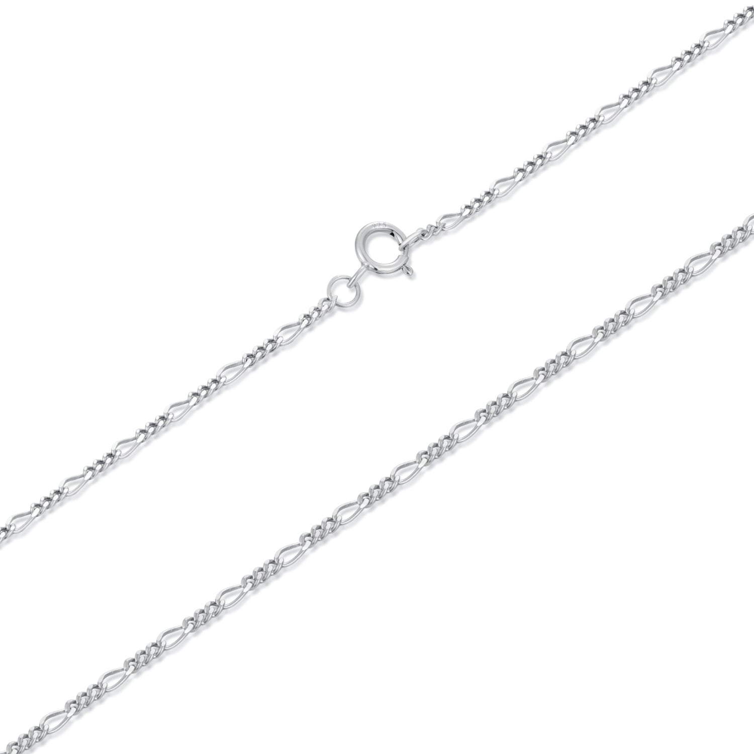 925 Sterling Silver 40cm Necklace with Plated White Gold