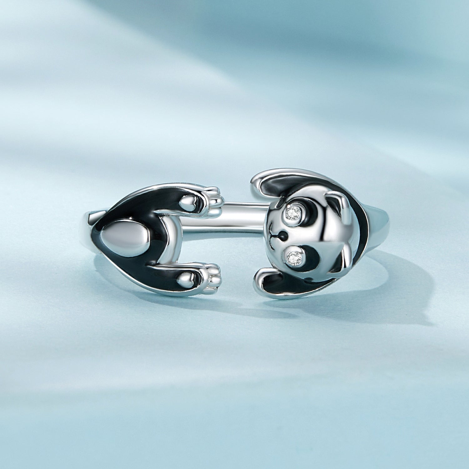 925 Sterling Silver Enamel Process Pavé Setting CZ Ring for Women