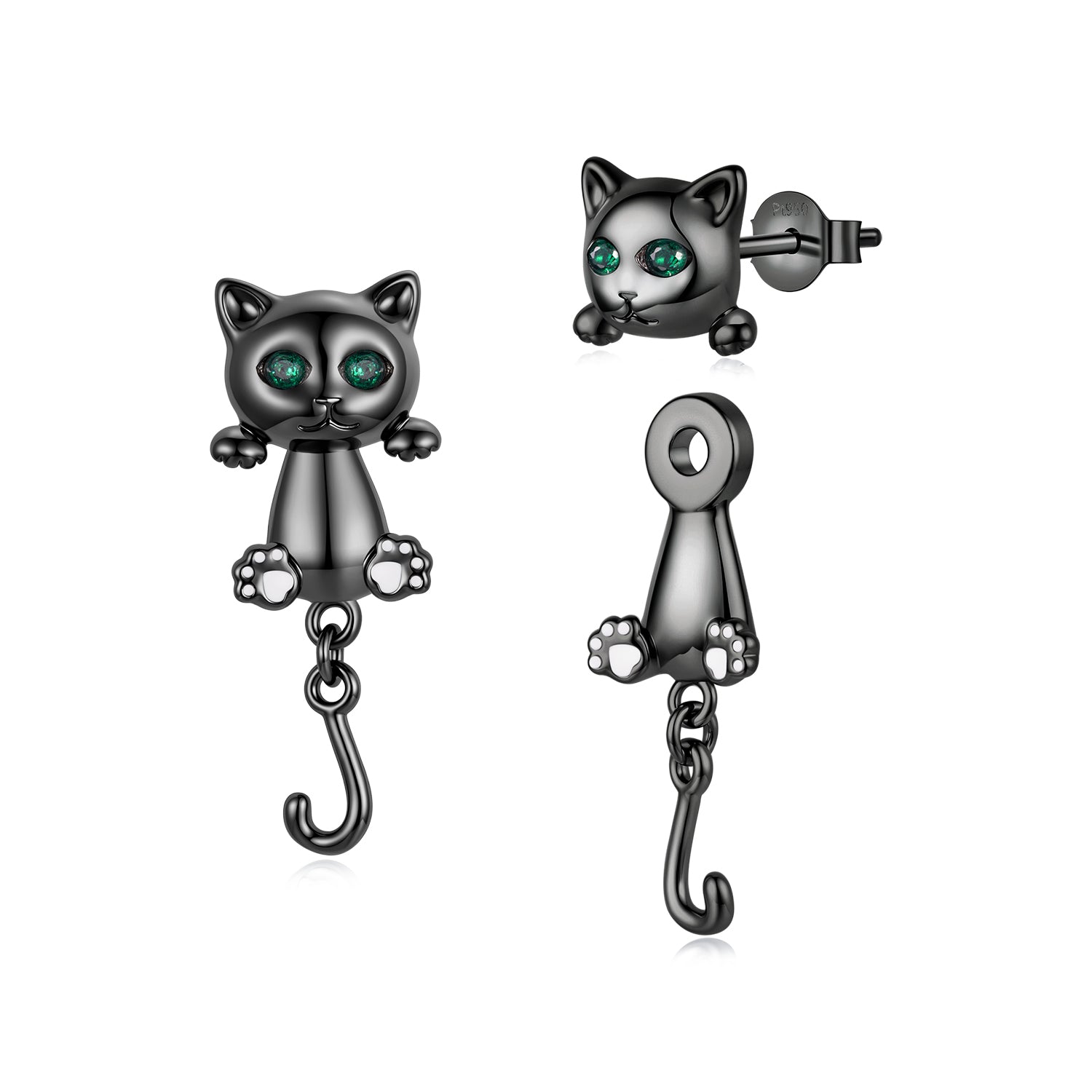Brass & S925 Silver Earrings | 2.8*1.1cm | White Gold Plated with Pavé Setting CZ for Women