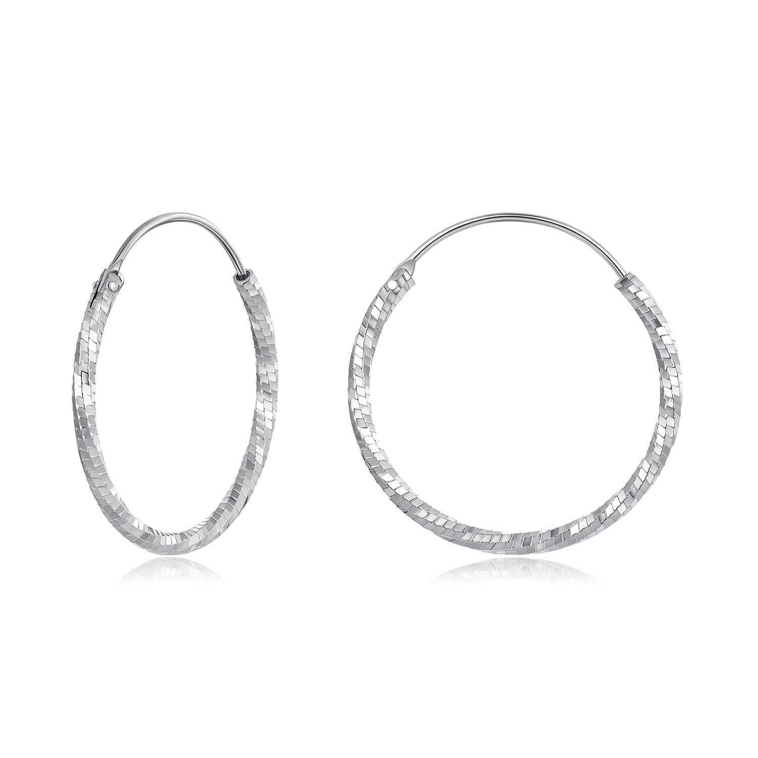 925 Sterling Silver Earrings for Women - White Gold Plated, 2.6*0.2 cm, Style L