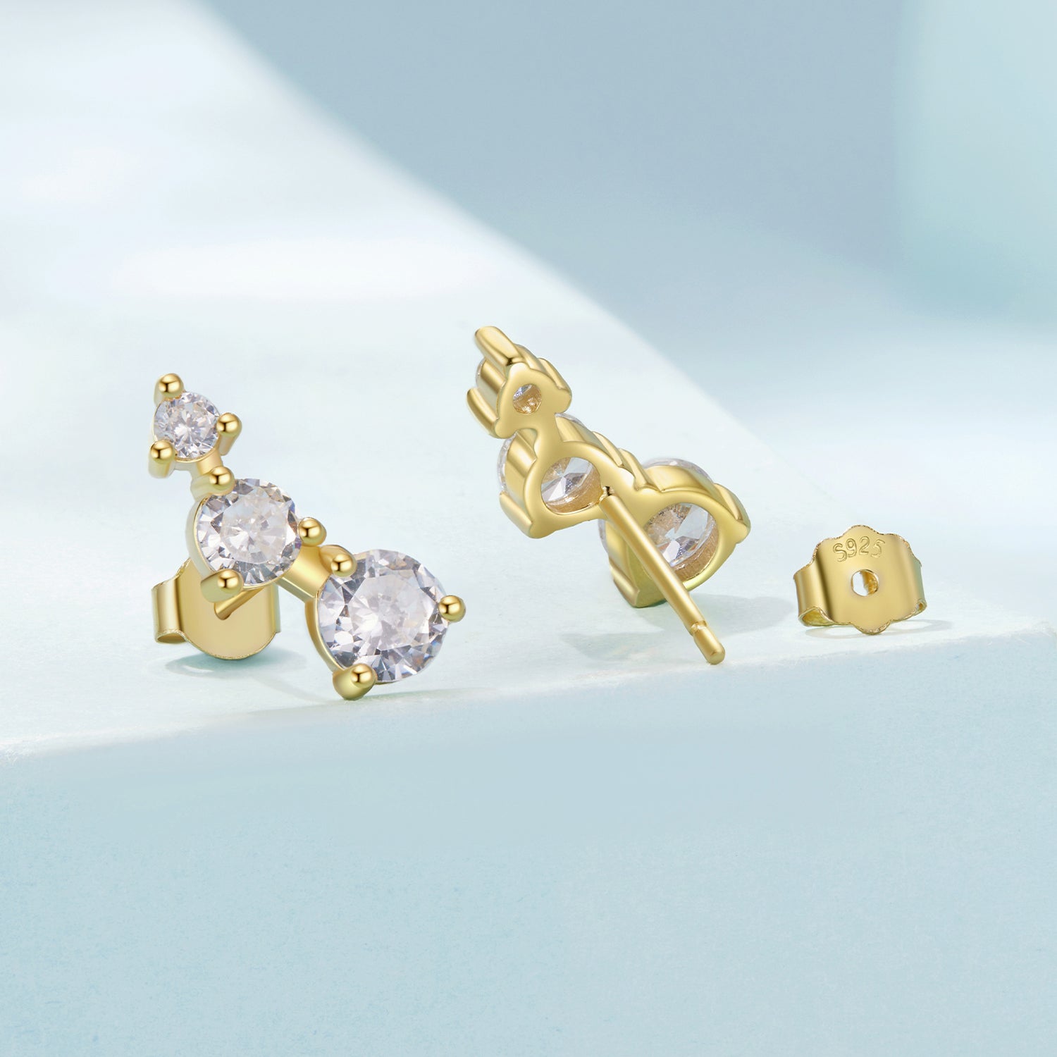925 Sterling Silver Earrings with Pavé Setting CZ | Size 0.6*1.45cm for Women
