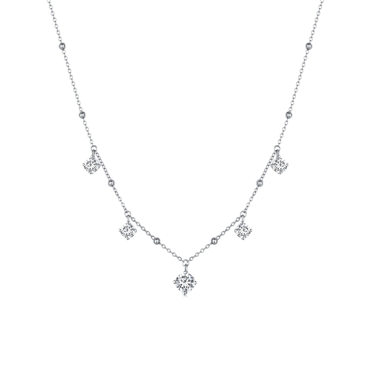 925 Sterling Silver 5.0mm Moissanite Necklace for Women