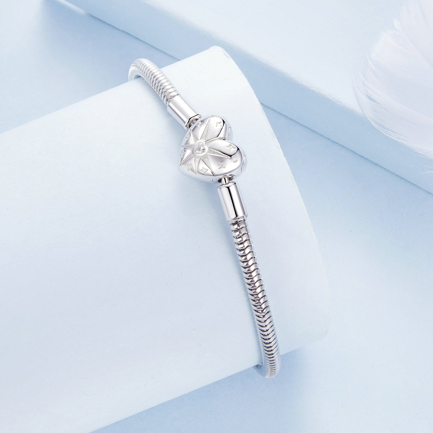 925 Sterling Silver + Pavé Setting White Gold Bracelet 17.0cm for Women
