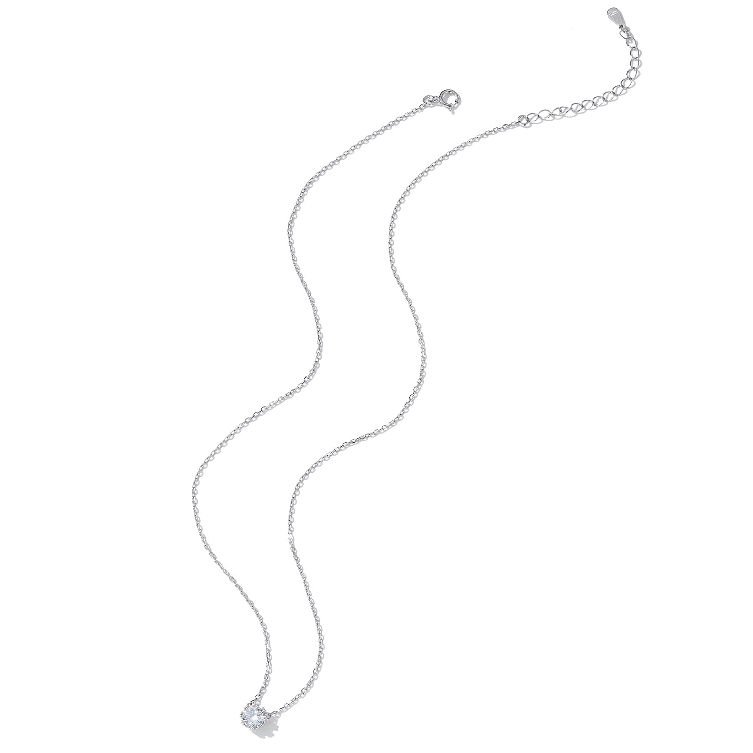 925 Sterling Silver Adjustable Necklace with CZ Pendants for Women