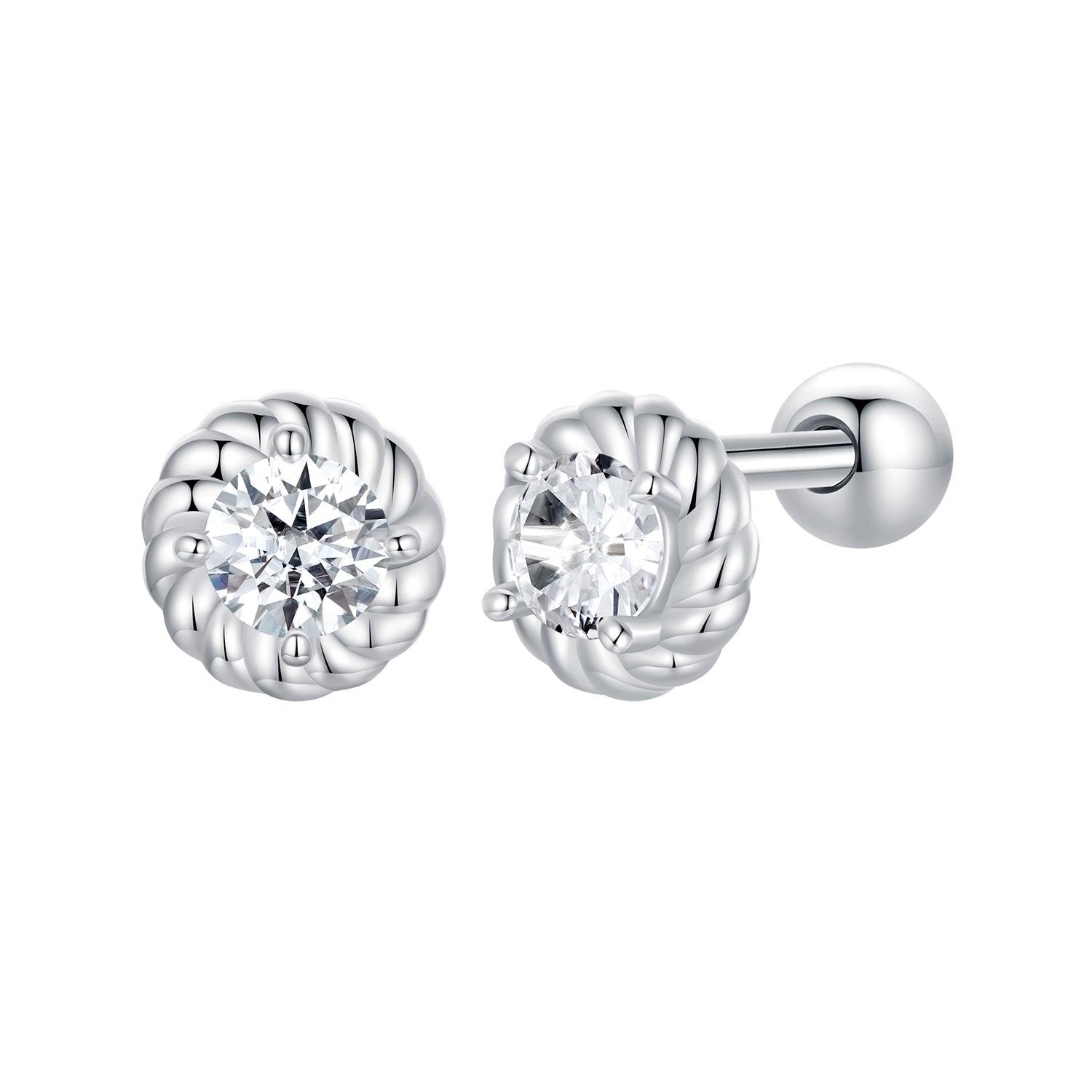 925 Sterling Silver 3mm Moissanite Earrings for Women